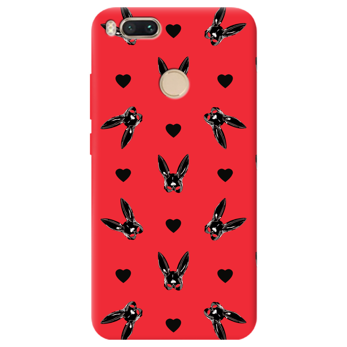 Чехол для Xiaomi Mi 5X ярко-красный матовый soft touch Playboy mask - фото 1