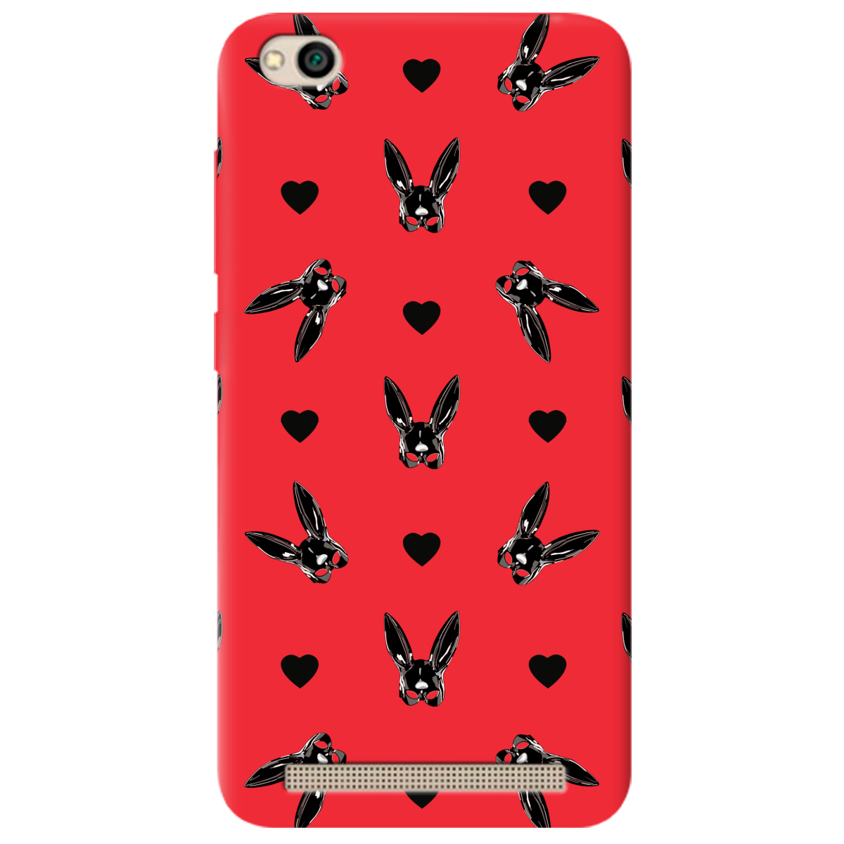 Чехол для Xiaomi Redmi 5A ярко-красный матовый soft touch Playboy mask - фото 1