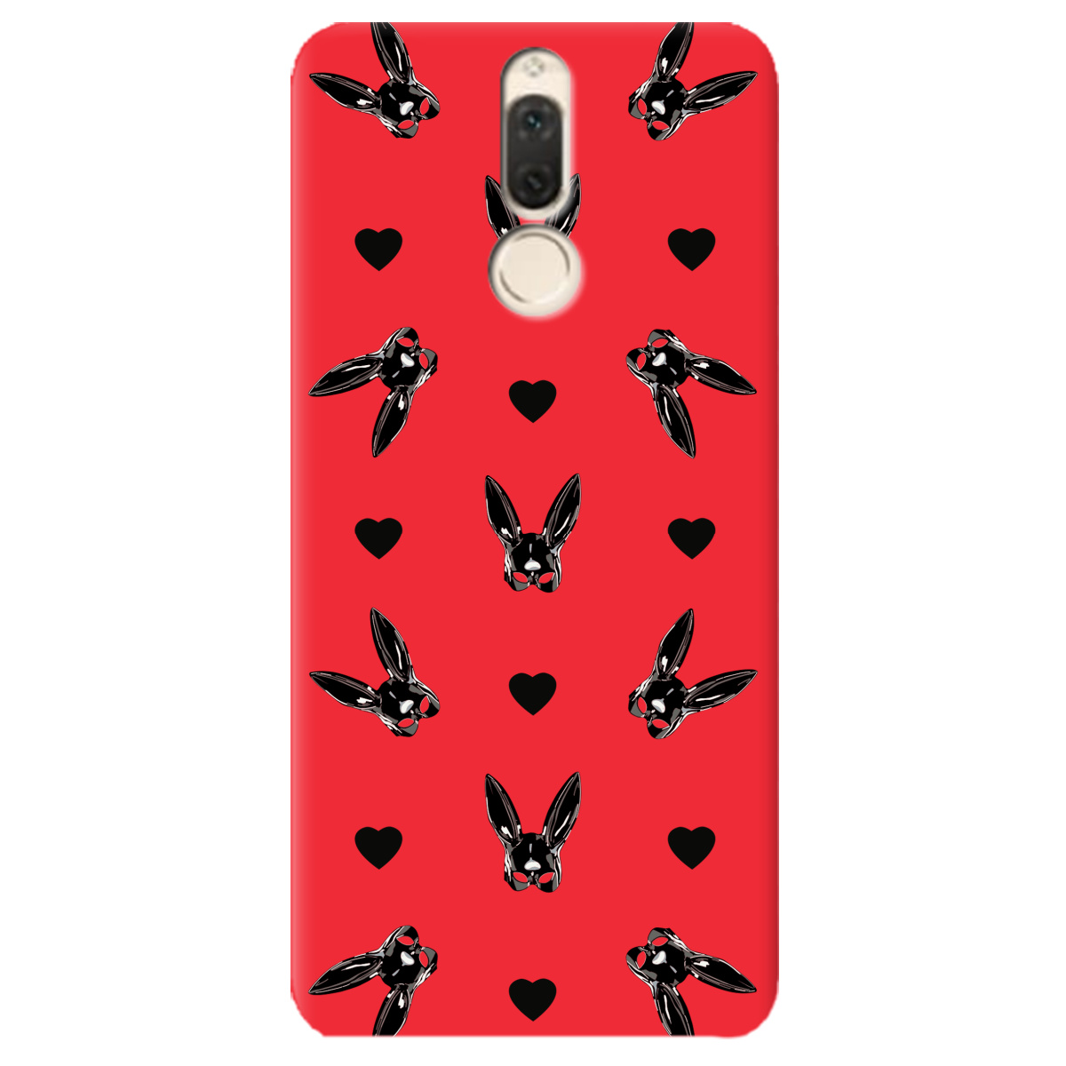 Чехол для Huawei Mate 10 Lite ярко-красный матовый soft touch Playboy mask - фото 1