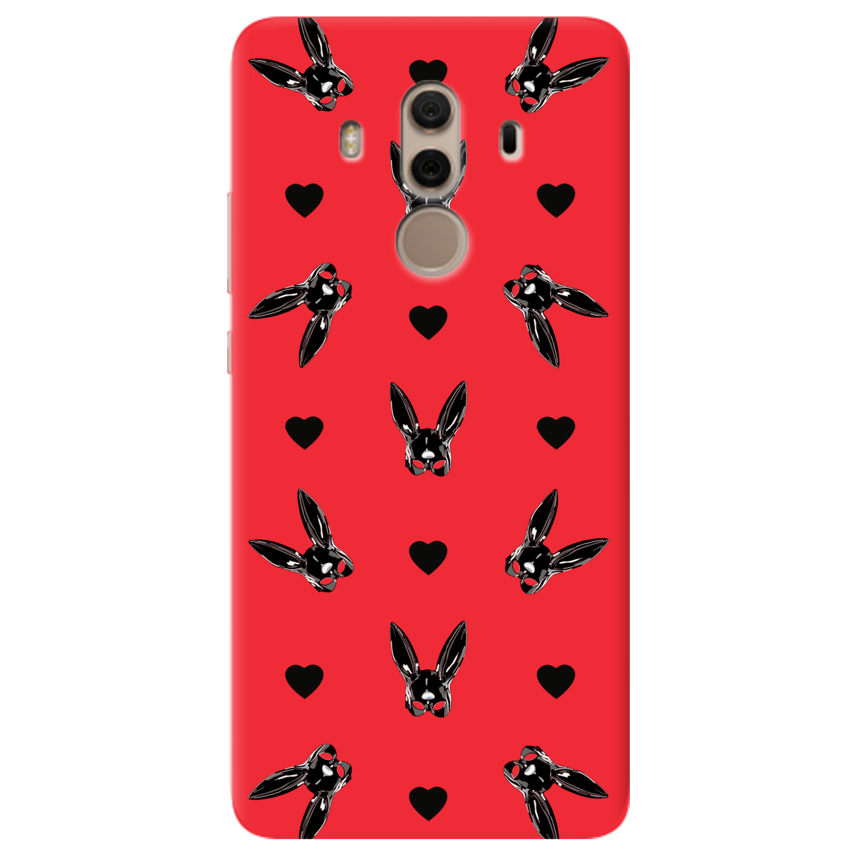 Чехол для Huawei Mate 10 Pro ярко-красный матовый soft touch Playboy mask - фото 1