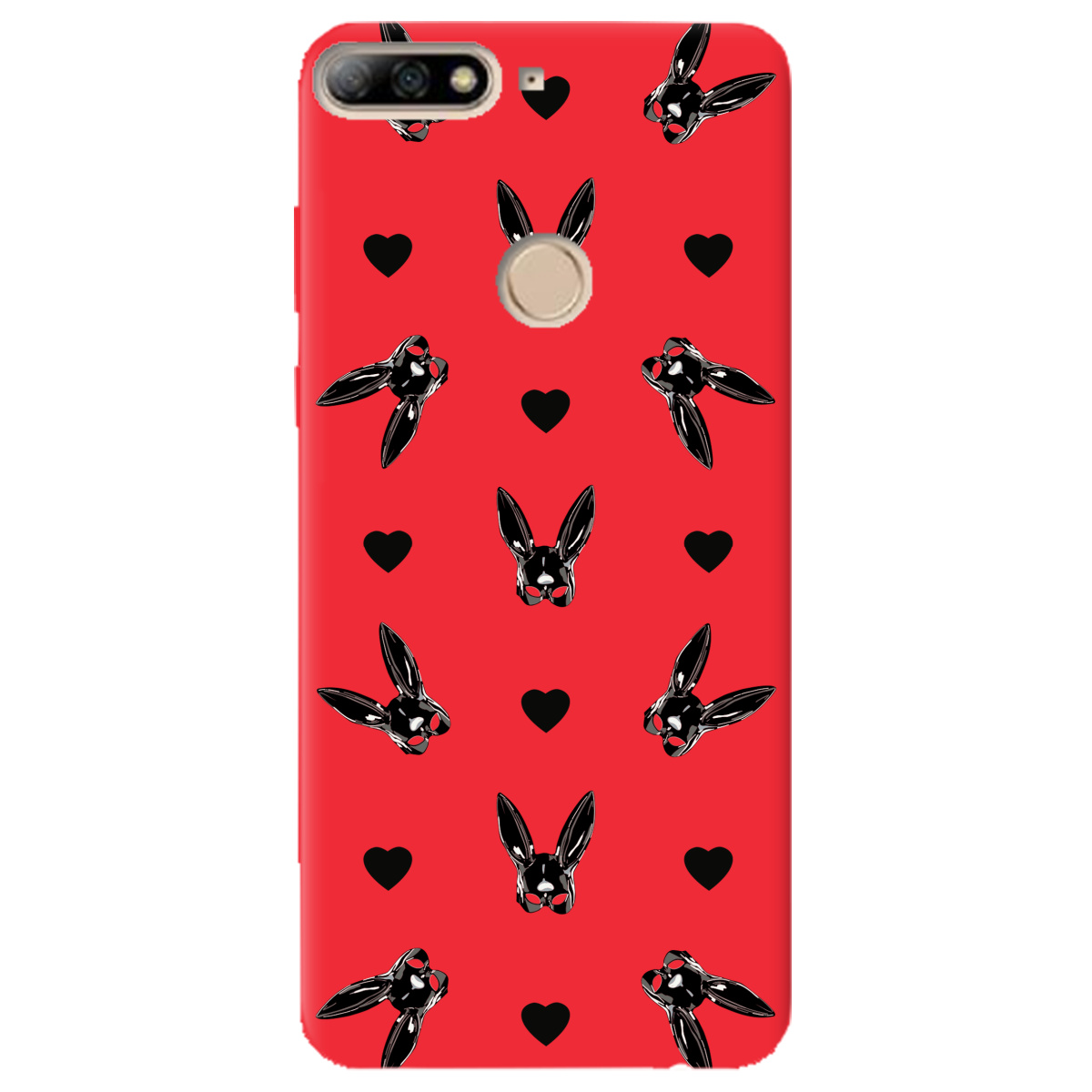 Чехол для Huawei Y6 Prime 2018 ярко-красный матовый soft touch Playboy mask - фото 1