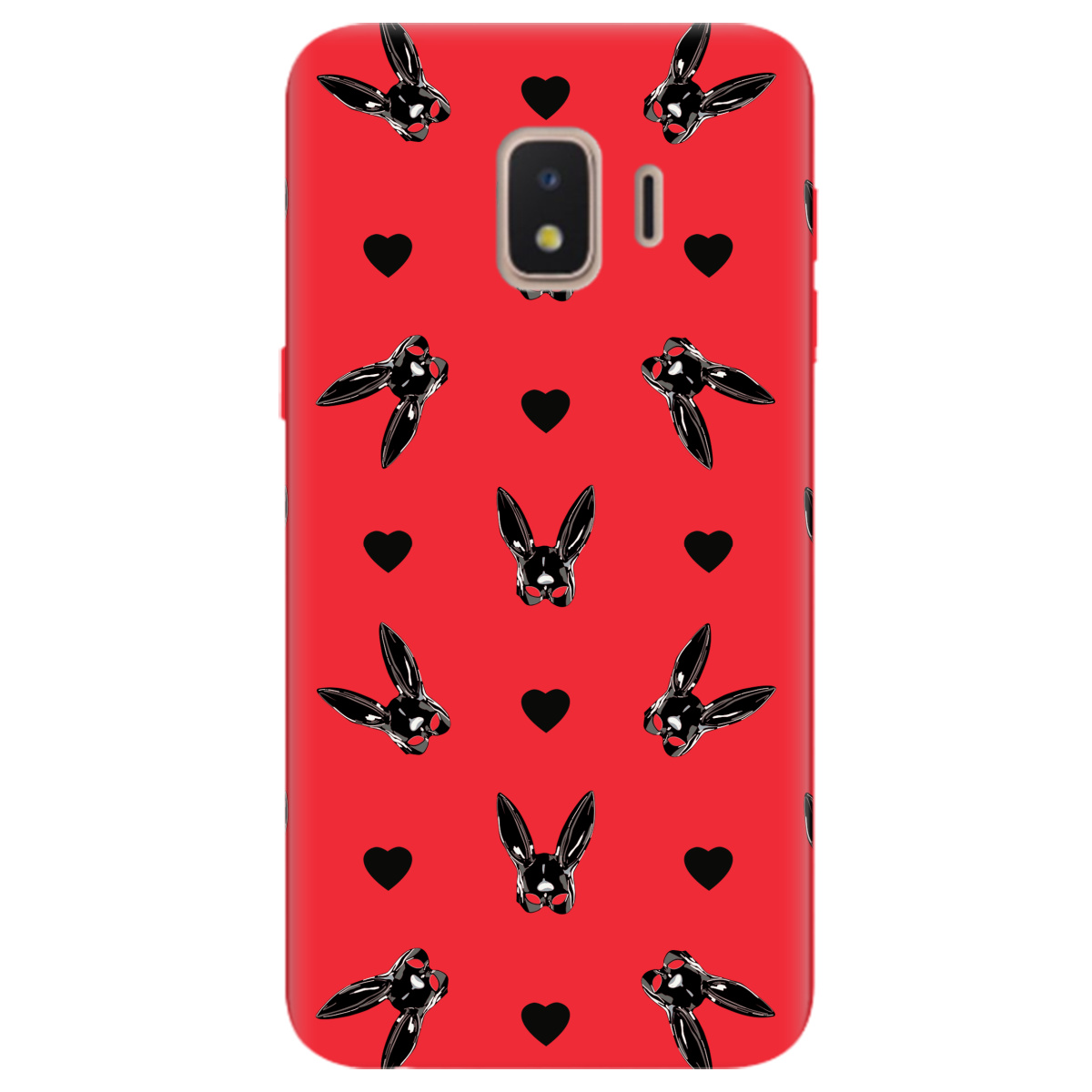 Чехол для Samsung Galaxy J2 Core 2018 ярко-красный матовый soft touch Playboy mask - фото 1