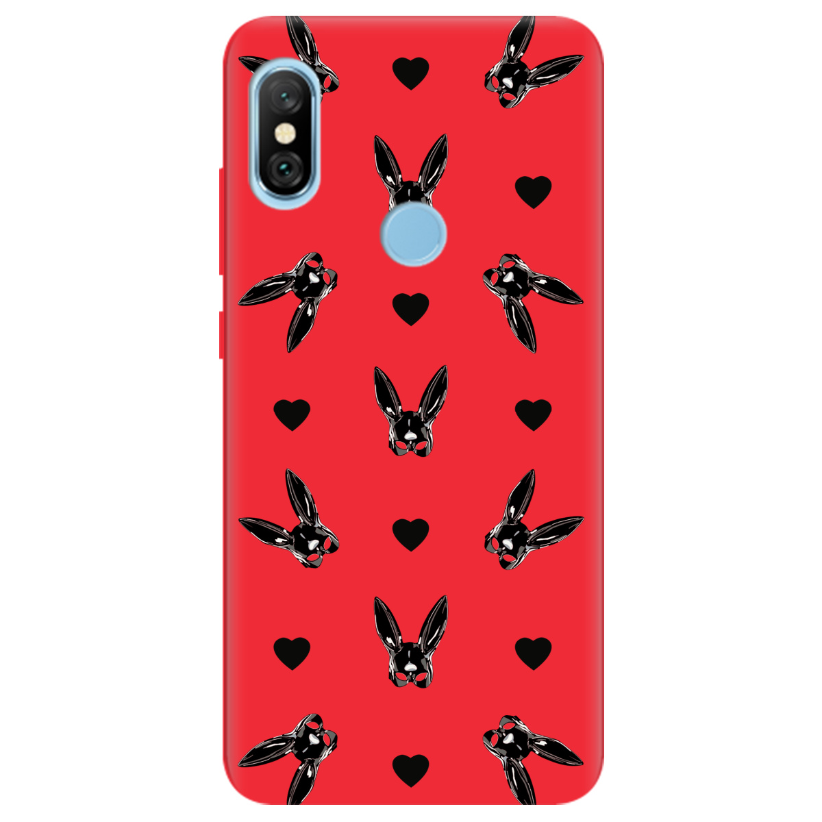 Чохол для Xiaomi Redmi Note 6 Pro яскраво-червоний матовий soft touch Playboy mask - фото 1