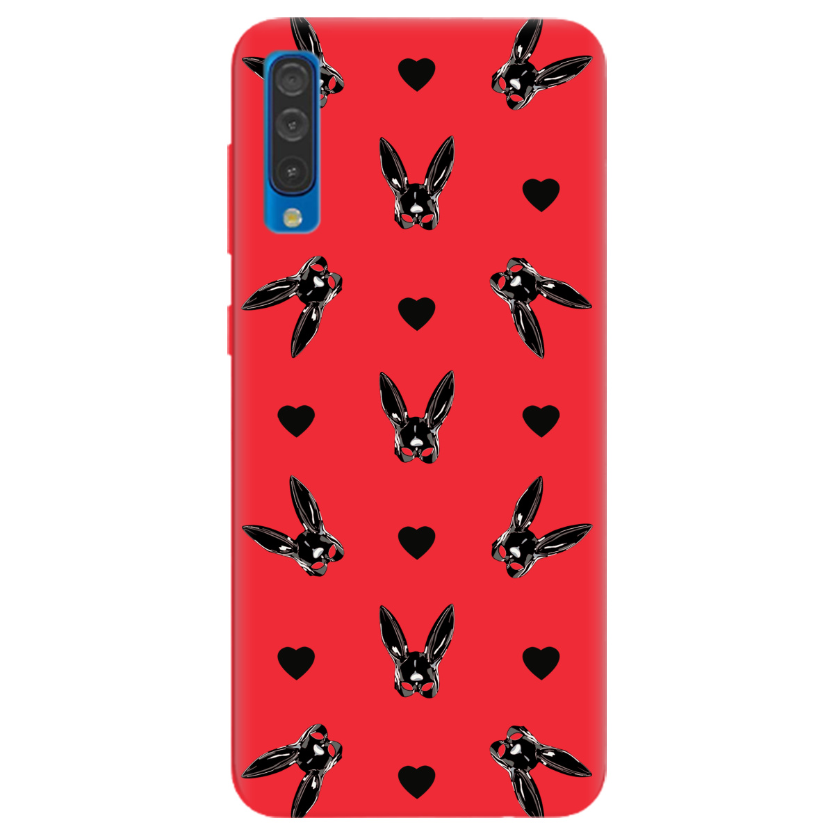 Чохол для Samsung Galaxy A50 яскраво-червоний матовий soft touch Playboy mask - фото 1