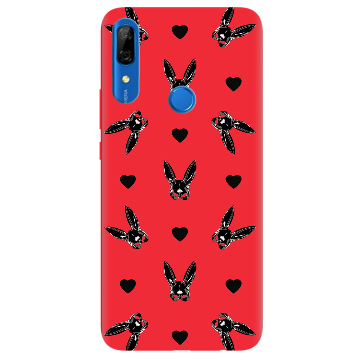 Чехол для Huawei P Smart Z ярко-красный матовый soft touch Playboy mask - фото 1