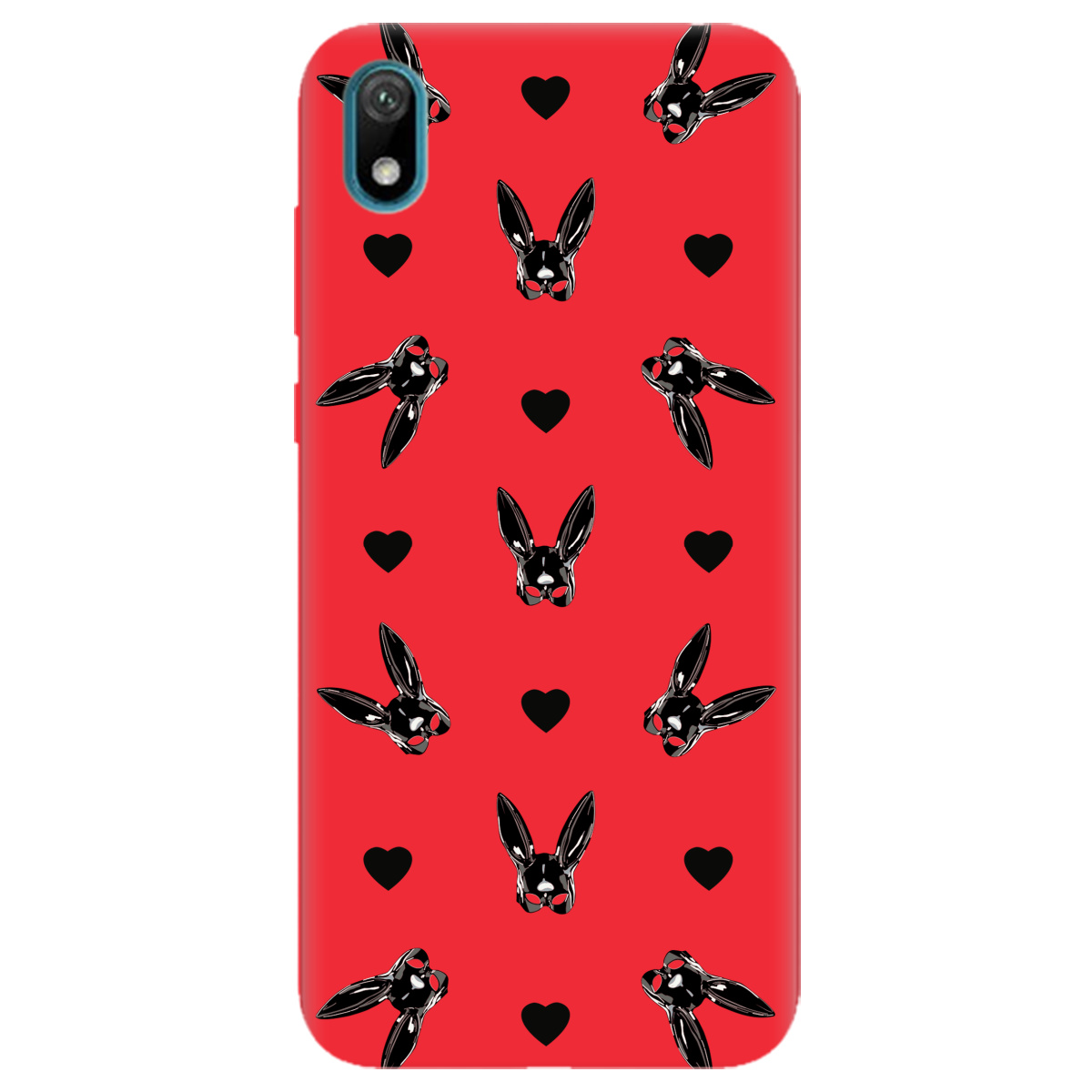 Чехол для Huawei Y5 2019 ярко-красный матовый soft touch Playboy mask - фото 1