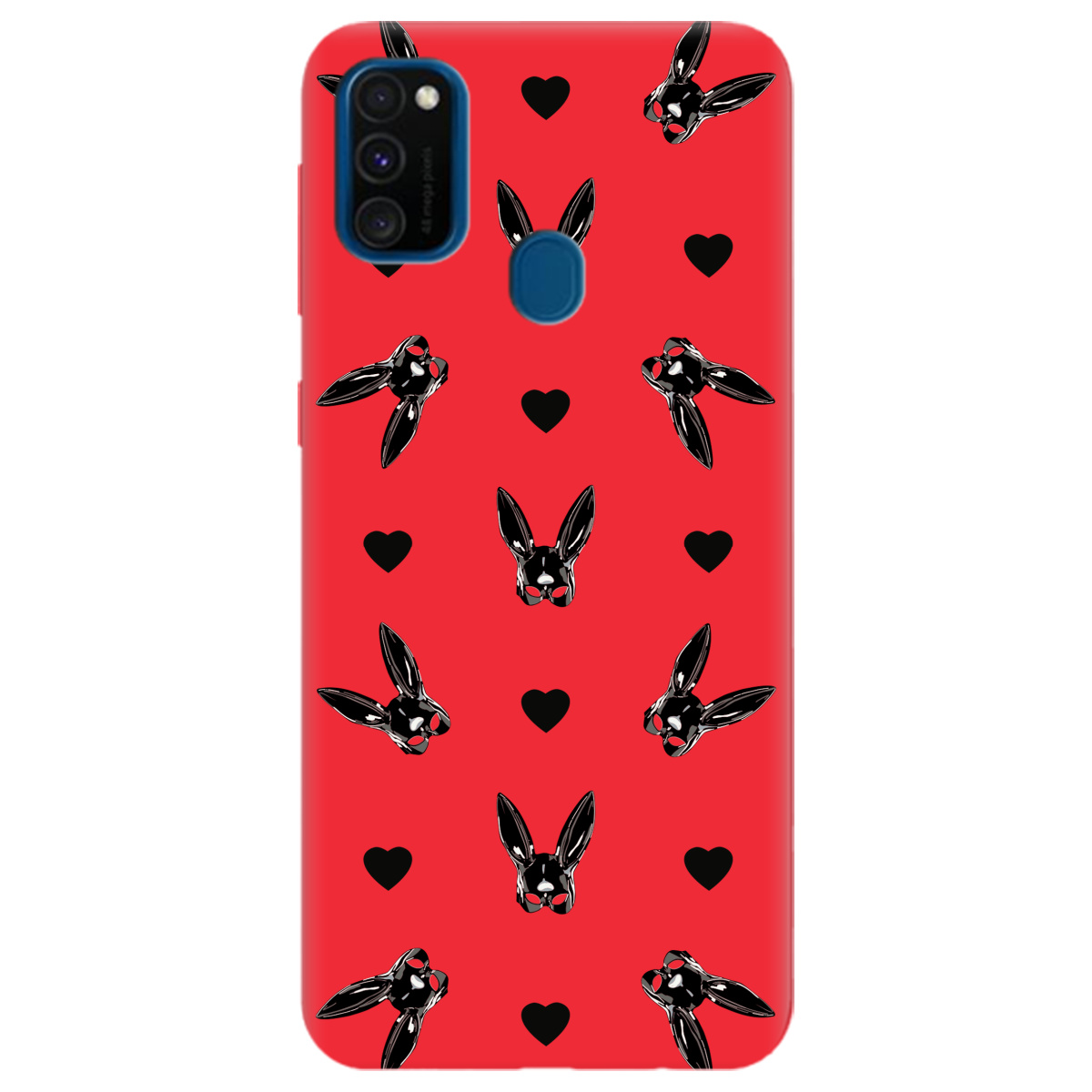 Чехол для Samsung Galaxy M30s ярко-красный матовый soft touch Playboy mask - фото 1