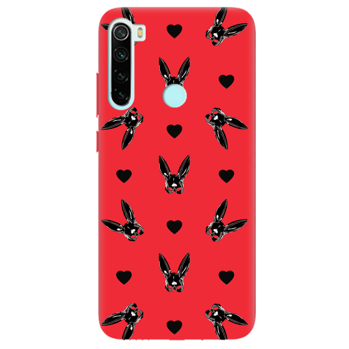 Чехол для Xiaomi Redmi Note 8 ярко-красный матовый soft touch Playboy mask - фото 1