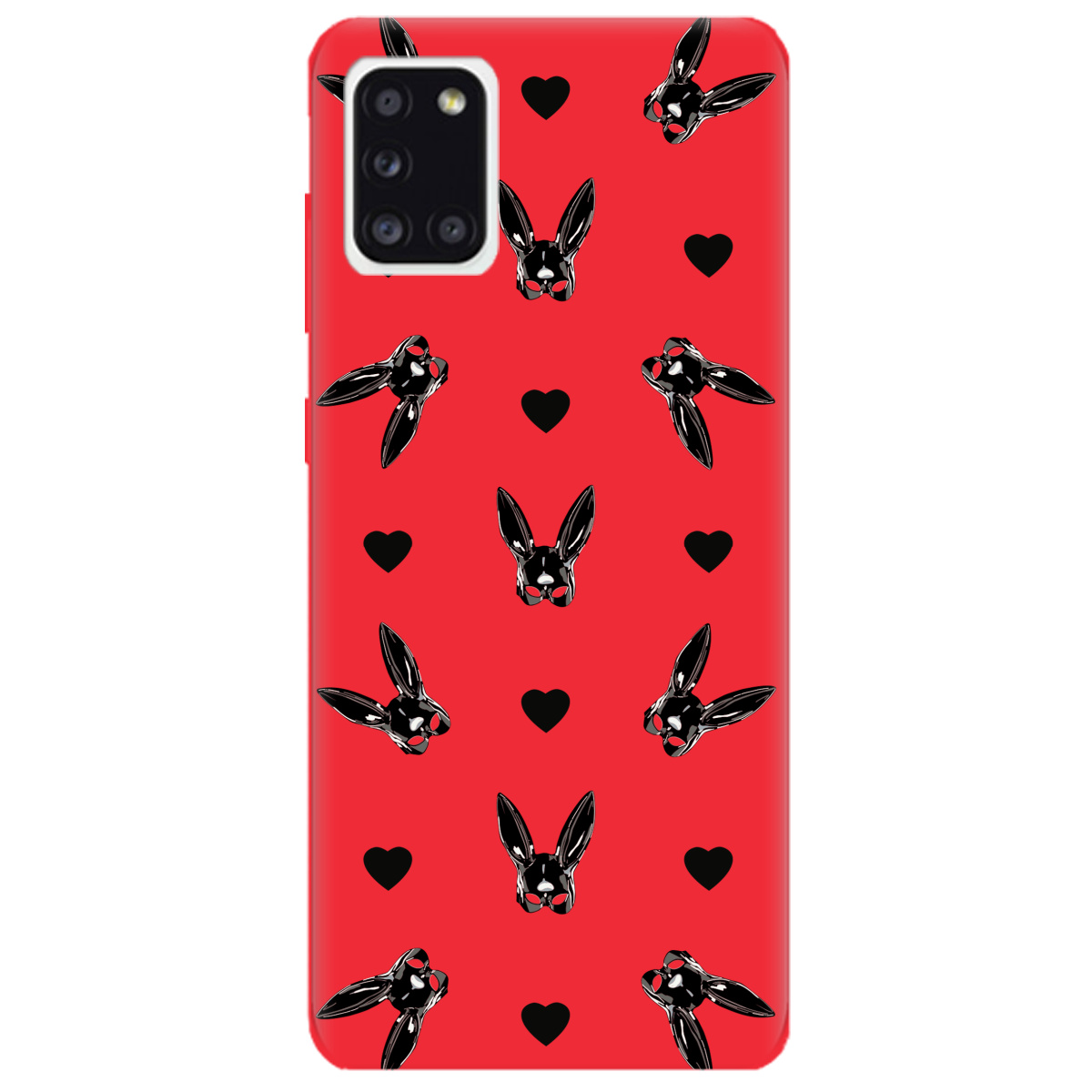 Чехол для Samsung Galaxy A31 ярко-красный матовый soft touch Playboy mask - фото 1
