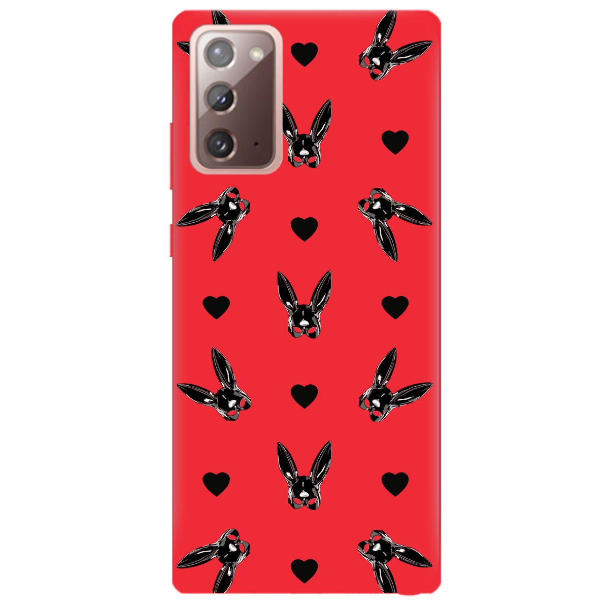 Чехол для Samsung Galaxy Note 20 ярко-красный матовый soft touch Playboy mask - фото 1
