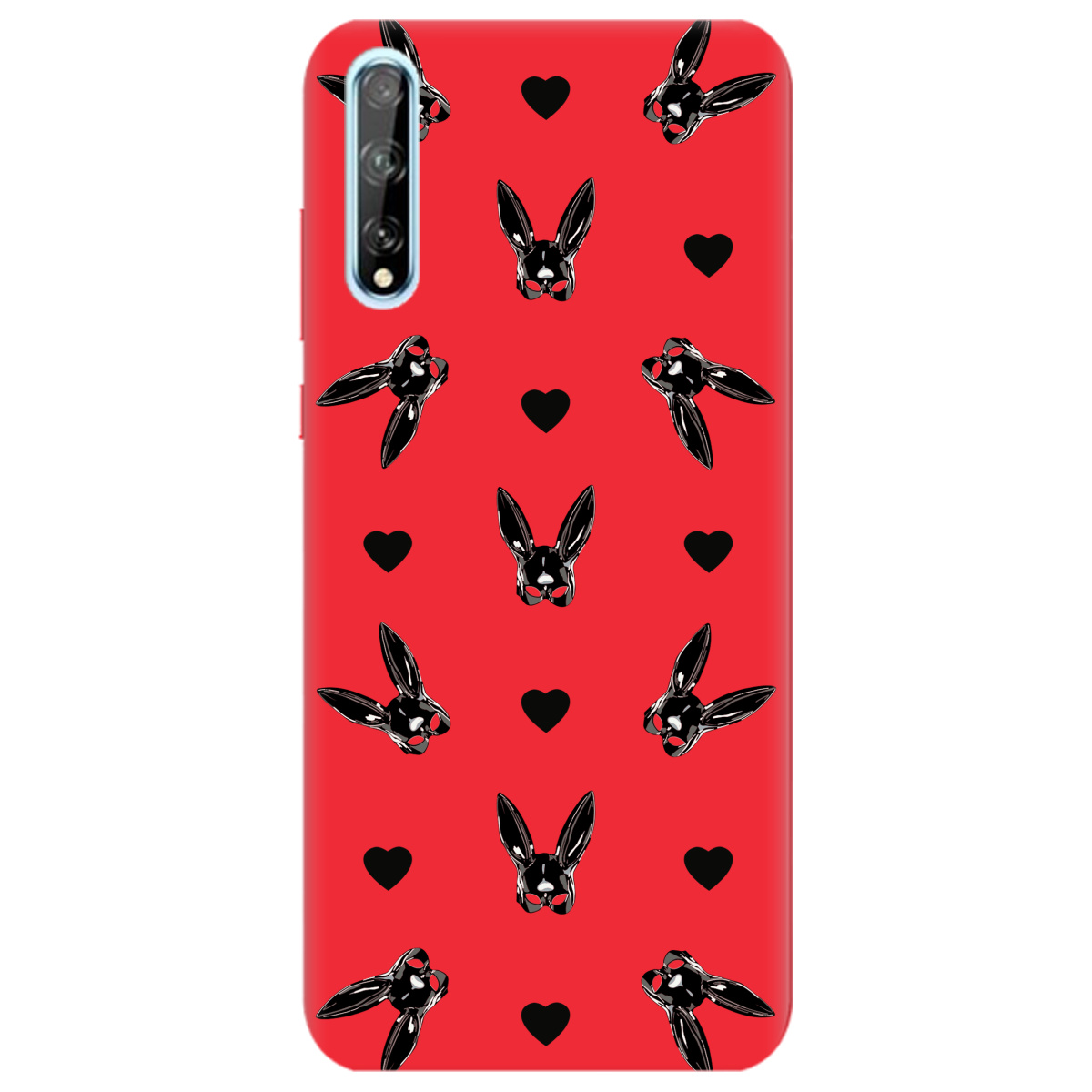 Чехол для Huawei P Smart S ярко-красный матовый soft touch Playboy mask - фото 1
