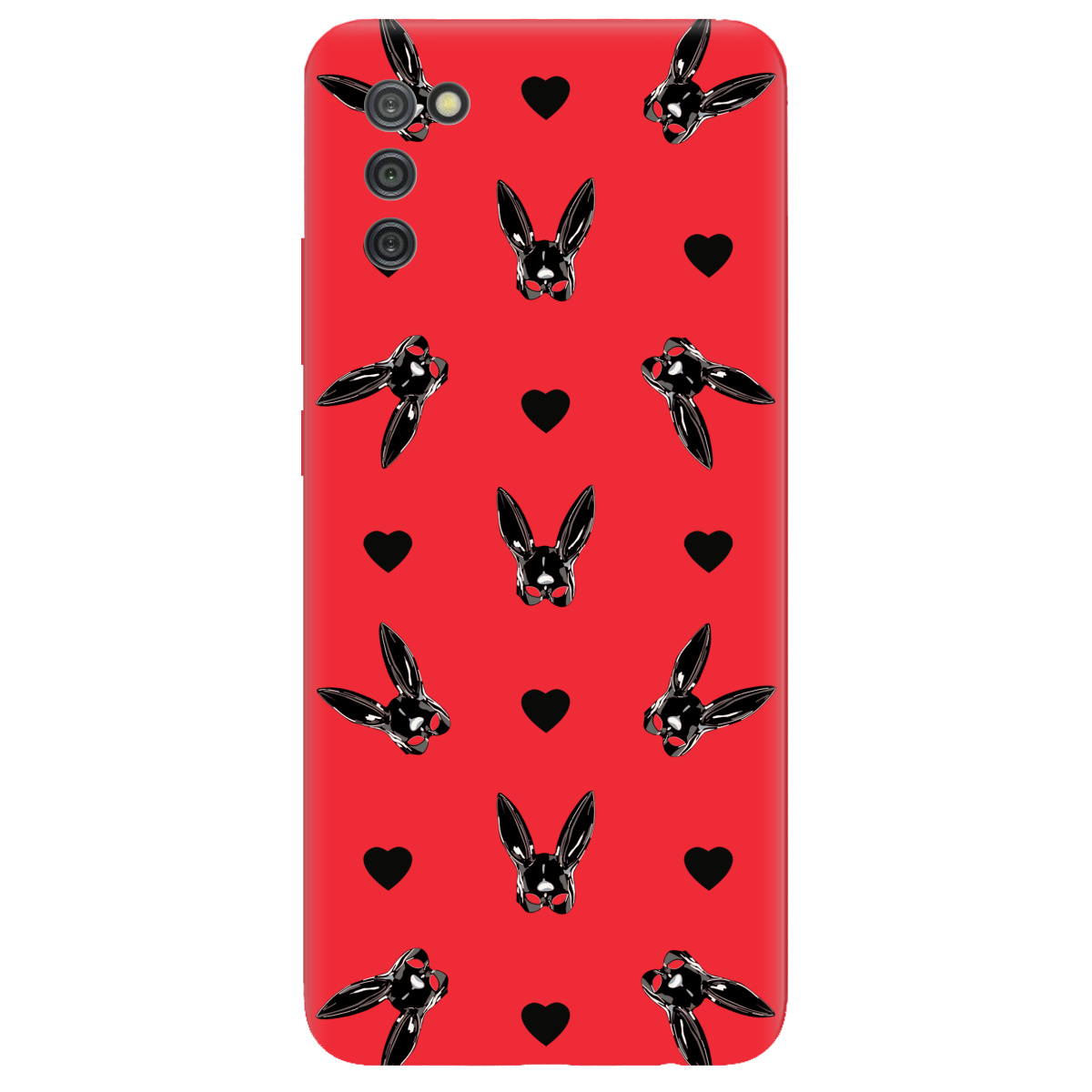 Чехол для Samsung Galaxy A02s ярко-красный матовый soft touch Playboy mask - фото 1