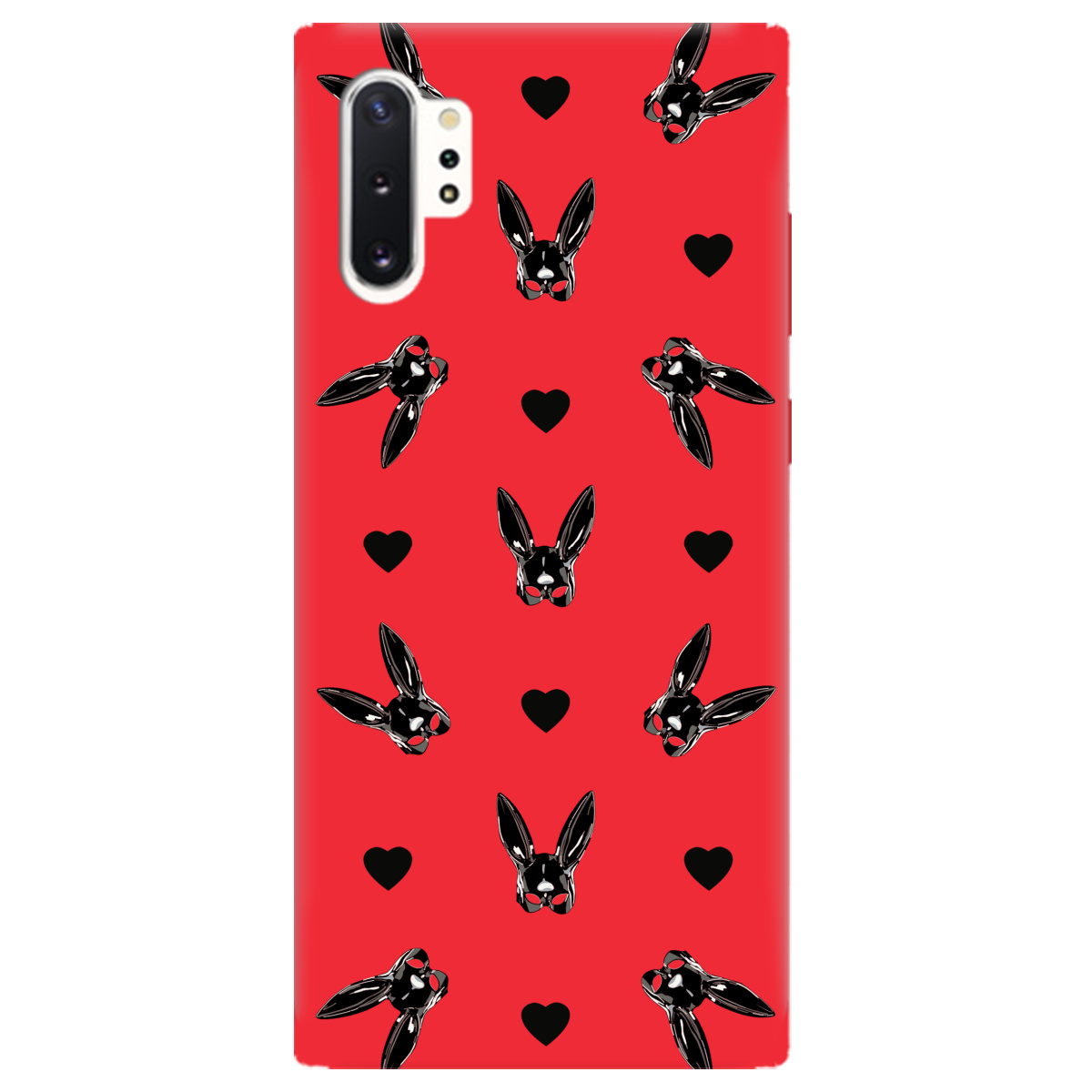 Чехол для Samsung Galaxy Note 10 Plus ярко-красный матовый soft touch Playboy mask - фото 1