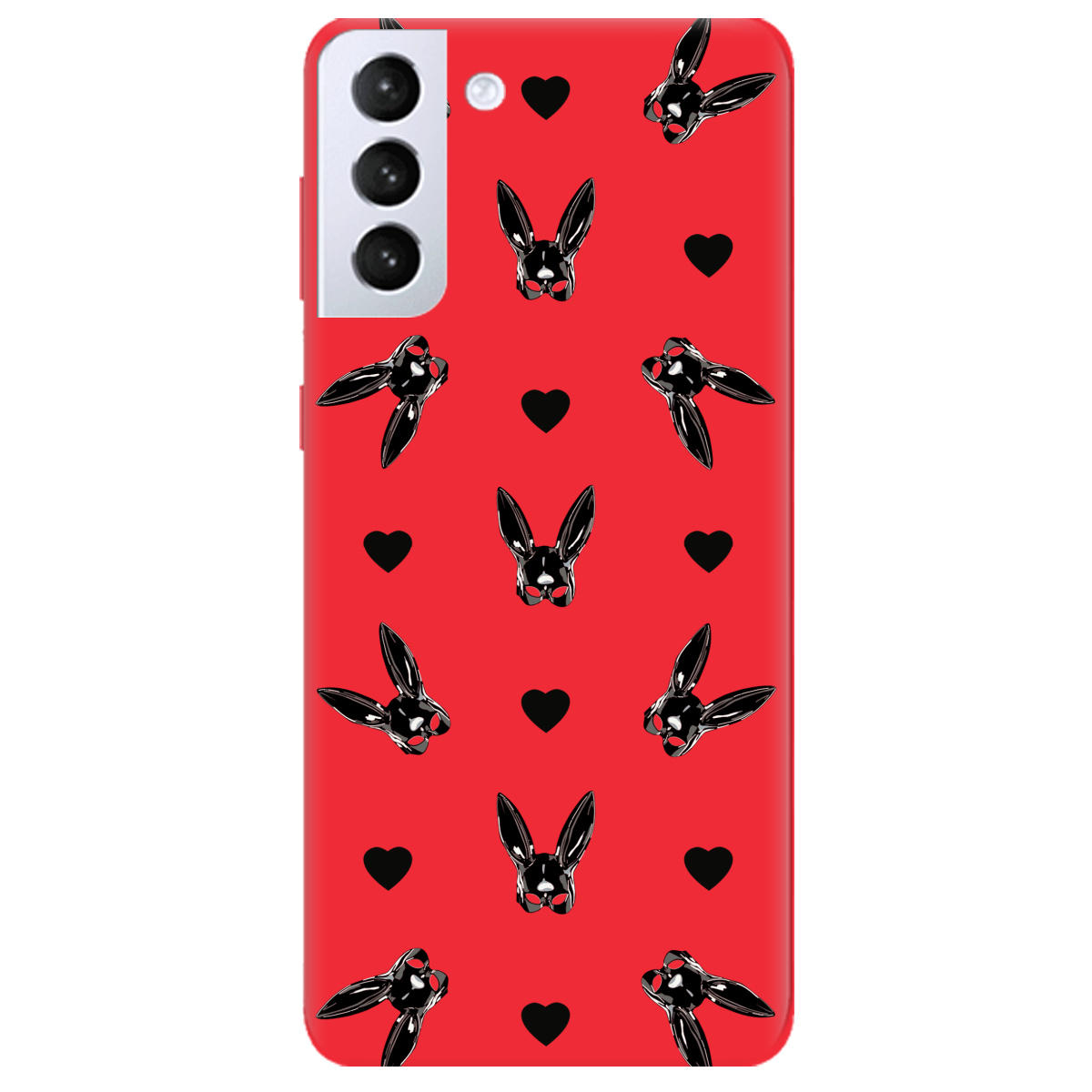 Чехол для Samsung Galaxy S21 Plus ярко-красный матовый soft touch Playboy mask - фото 1