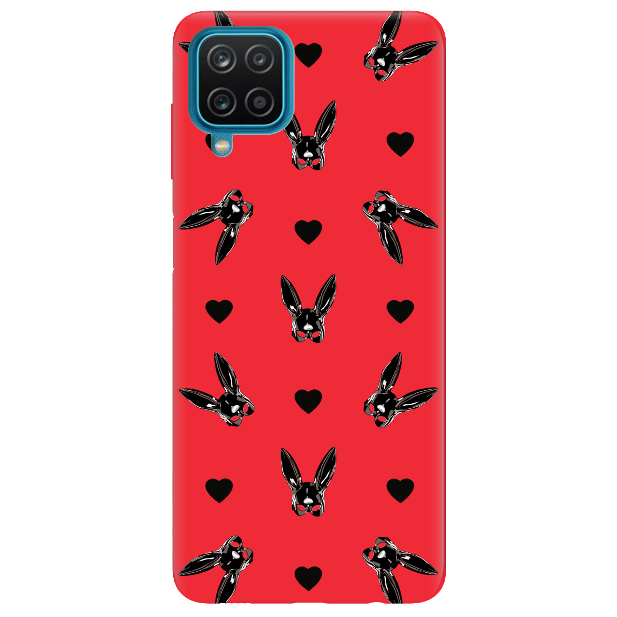 Чехол для Samsung Galaxy A12 ярко-красный матовый soft touch Playboy mask - фото 1