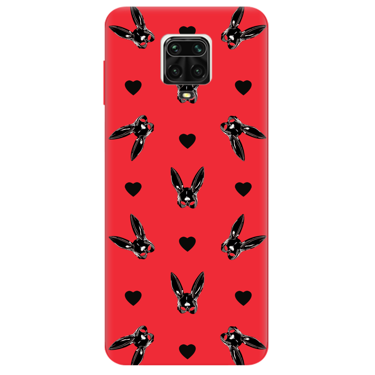 Чехол для Xiaomi Redmi Note 9 Pro Max ярко-красный матовый soft touch Playboy mask - фото 1