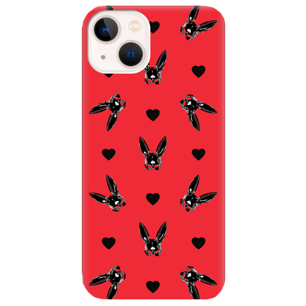 Чехол для Apple iPhone 13 Mini ярко-красный матовый soft touch Playboy mask - фото 1