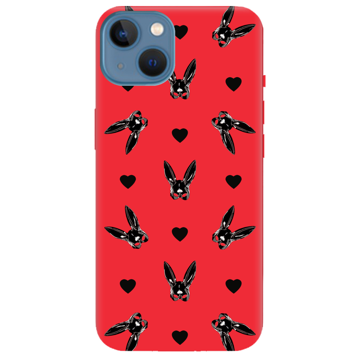 Чохол для Apple iPhone 13 яскраво-червоний матовий soft touch Playboy mask - фото 1