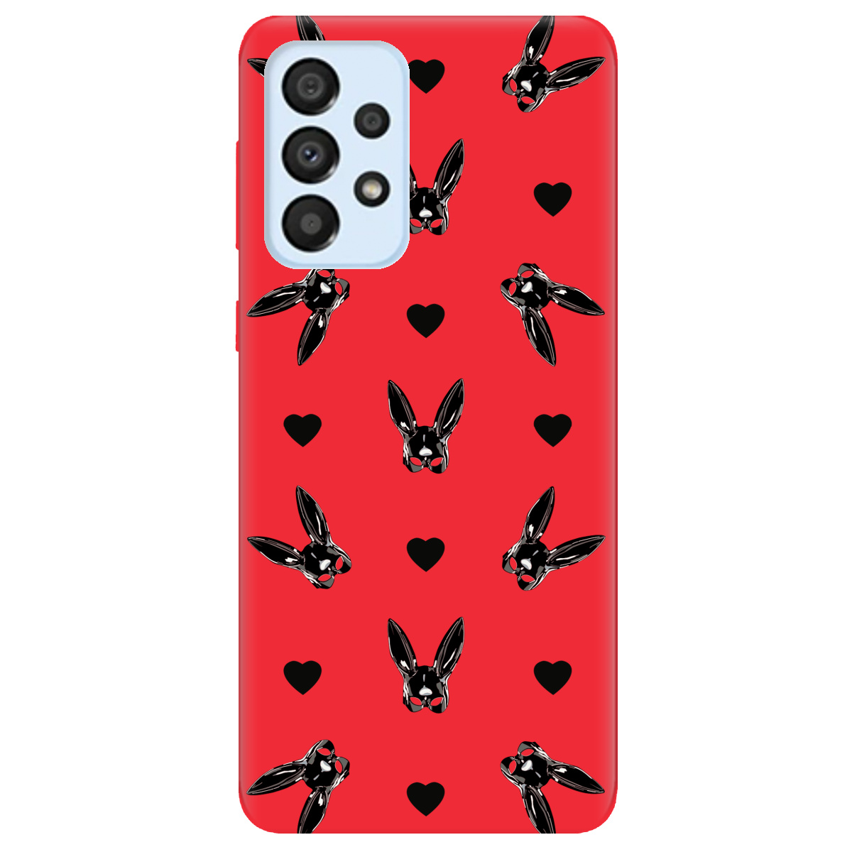 Чехол для Samsung Galaxy A33 ярко-красный матовый soft touch Playboy mask - фото 1