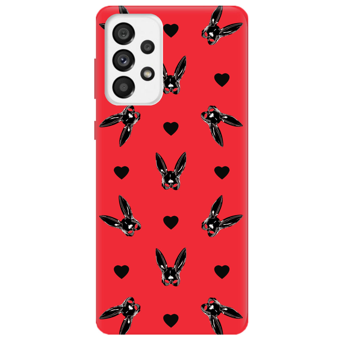 Чехол для Samsung Galaxy A73 ярко-красный матовый soft touch Playboy mask - фото 1