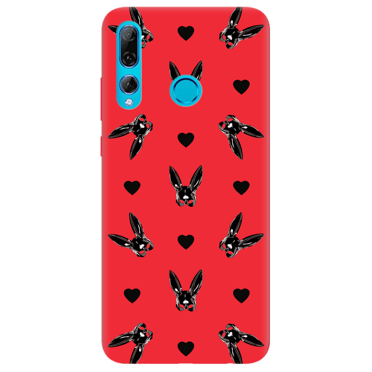 Чехол для Huawei P Smart Plus 2019 ярко-красный матовый soft touch Playboy mask - фото 1
