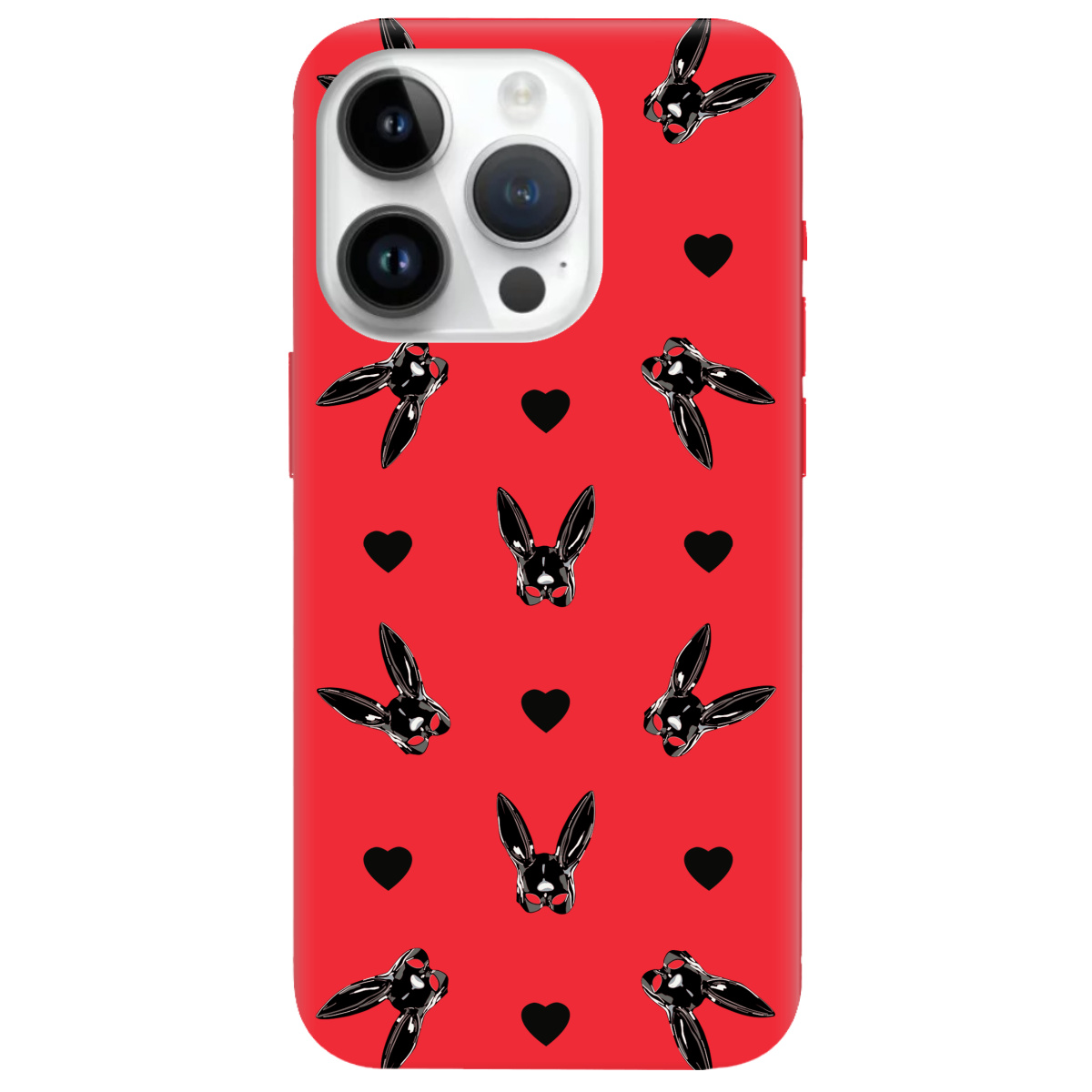 Чехол для Apple iPhone 14 Pro ярко-красный матовый soft touch Playboy mask - фото 1
