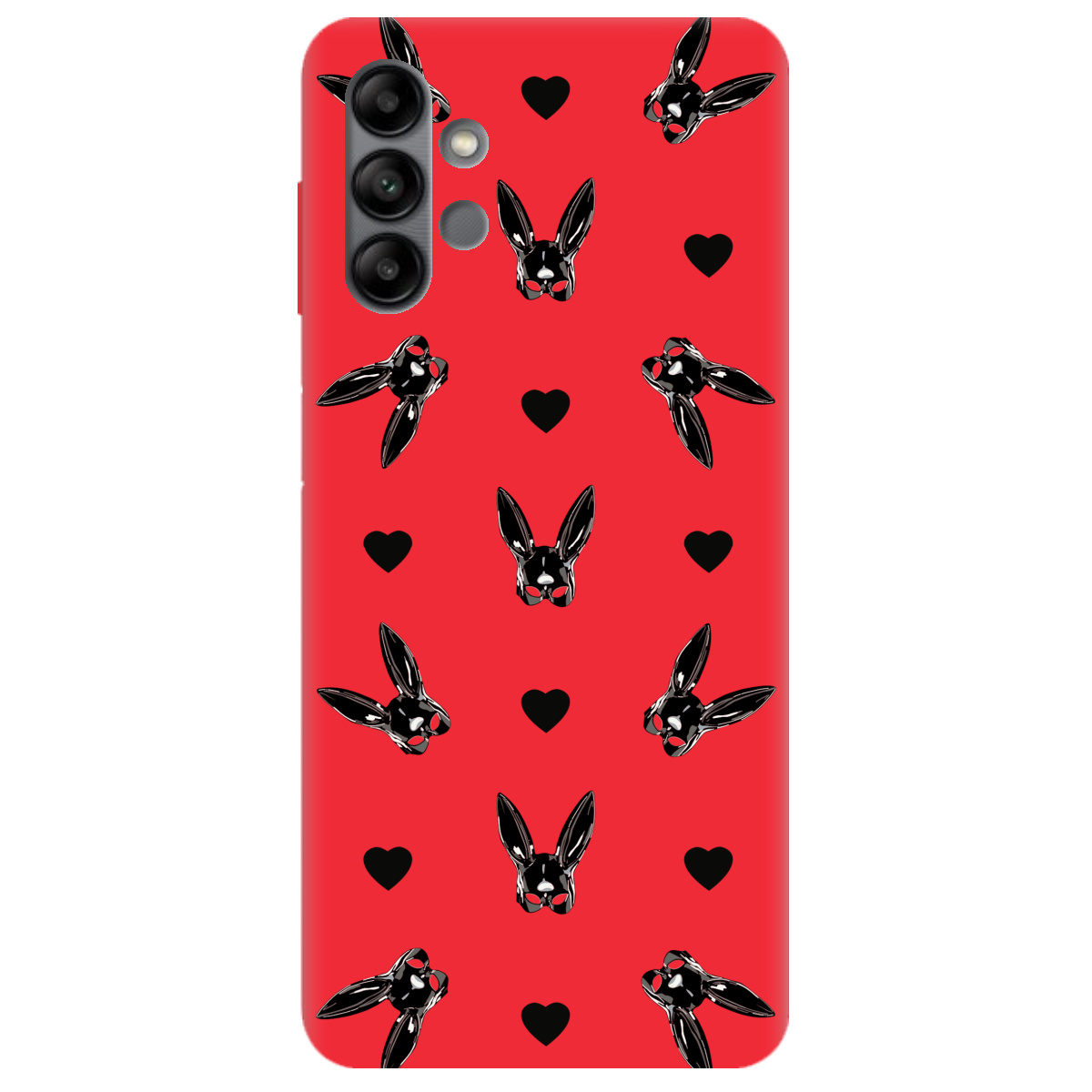 Чехол для Samsung Galaxy A04s ярко-красный матовый soft touch Playboy mask - фото 1