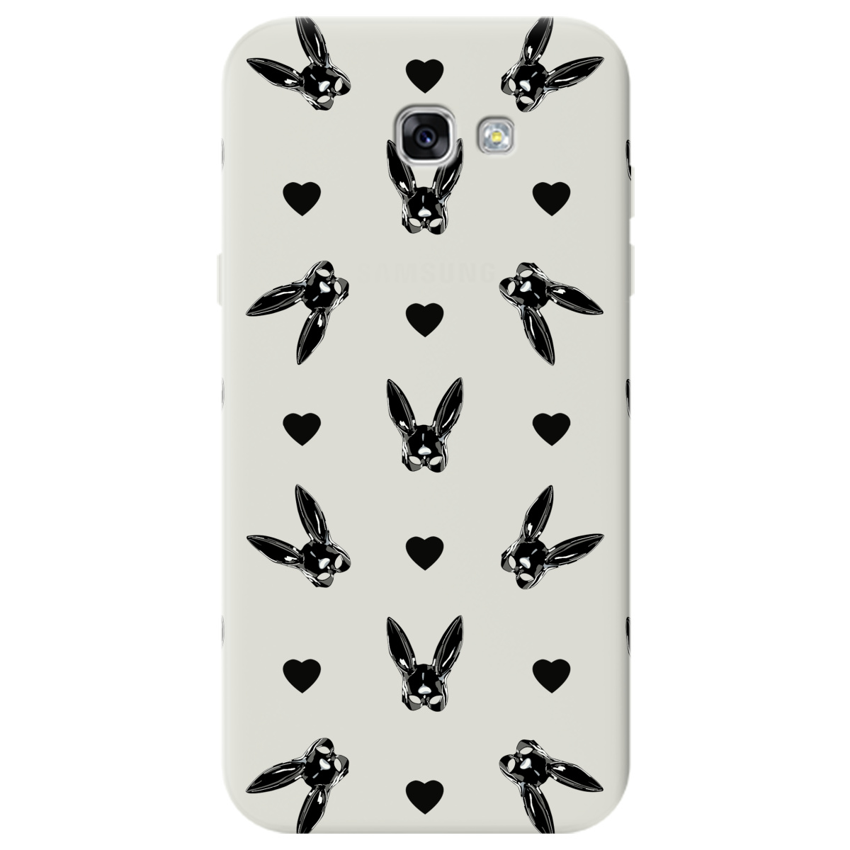 Чехол для Samsung Galaxy A7 2017 полупрозрачный матовый soft touch Playboy mask - фото 1