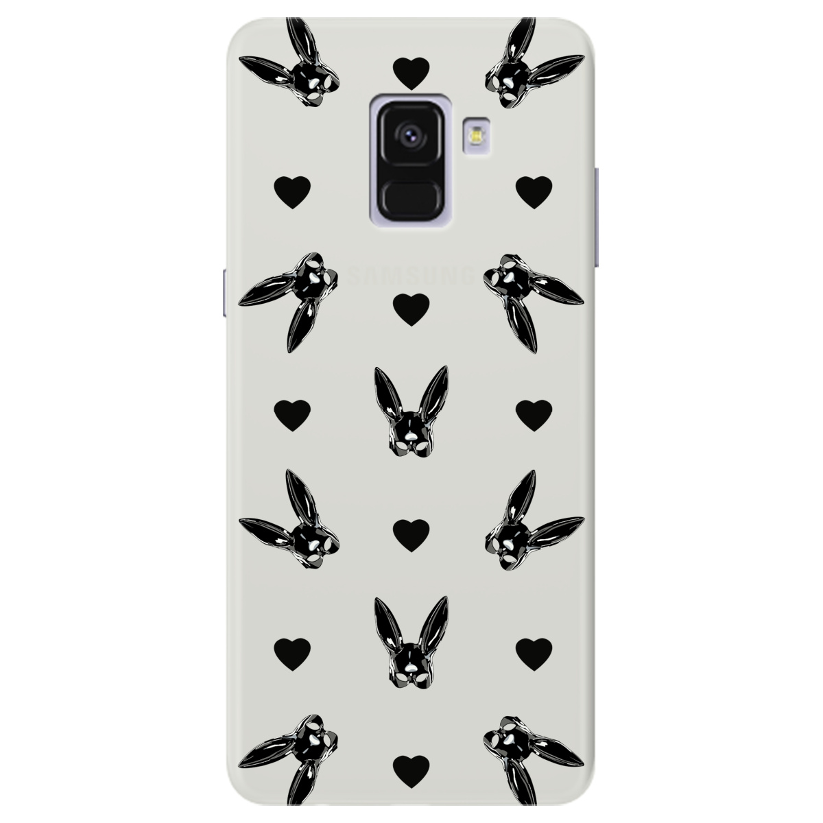 Чехол для Samsung Galaxy A8 Plus 2018 полупрозрачный матовый soft touch Playboy mask - фото 1