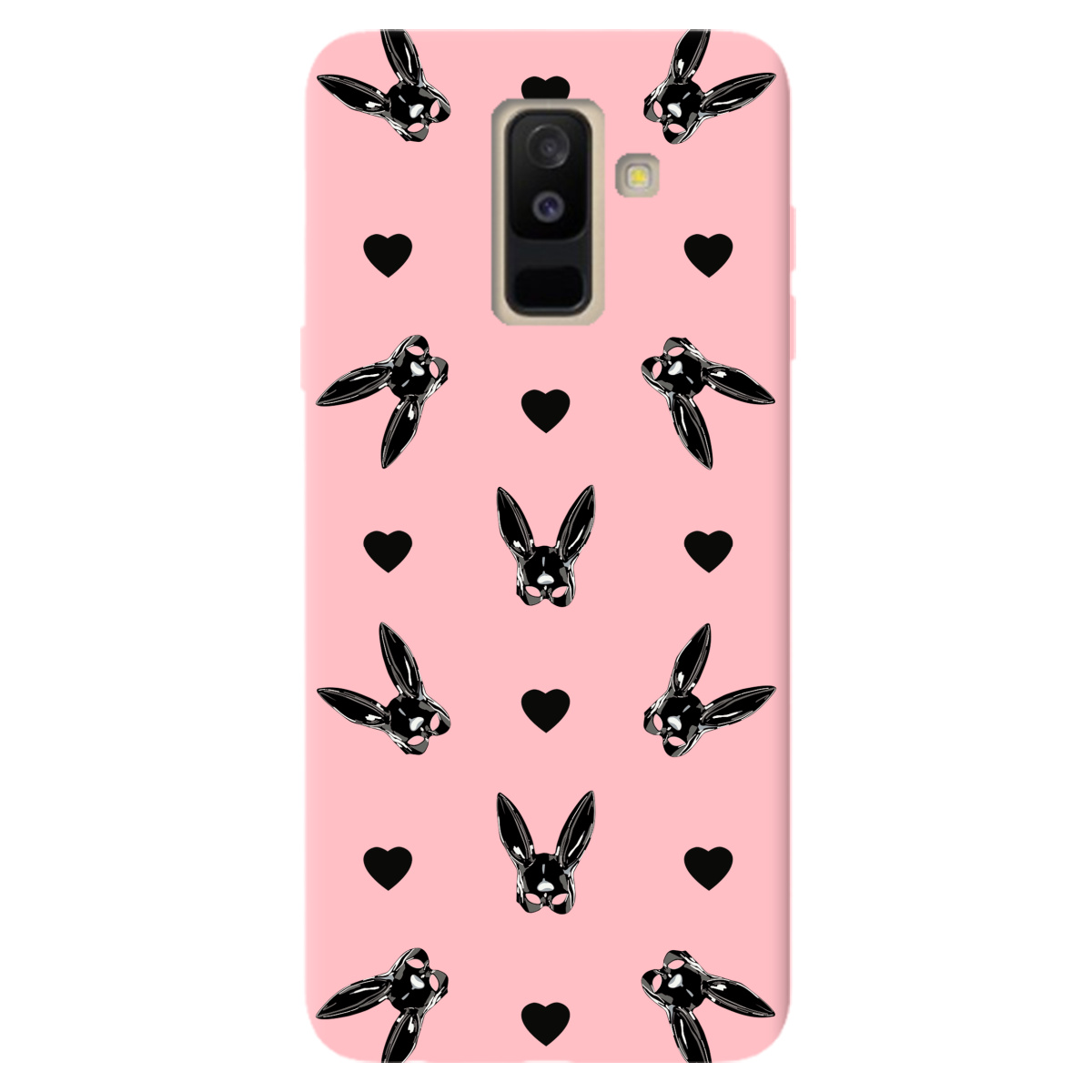Чохол для Samsung Galaxy A6 Plus 2018 ніжно-рожевий матовий soft touch Playboy mask - фото 1