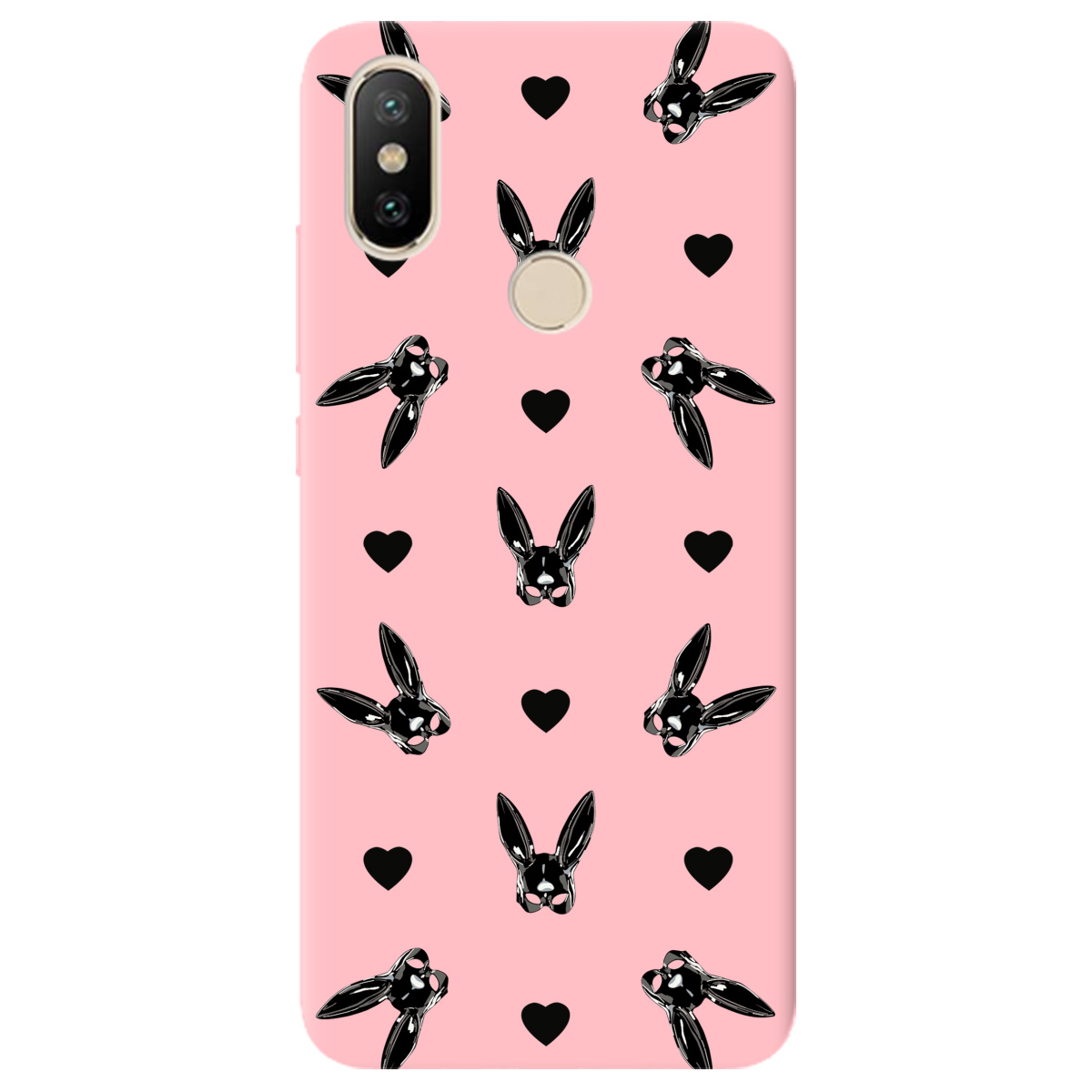 Чехол для Xiaomi Mi A2 Mi 6X нежно-розовый матовый soft touch Playboy mask - фото 1