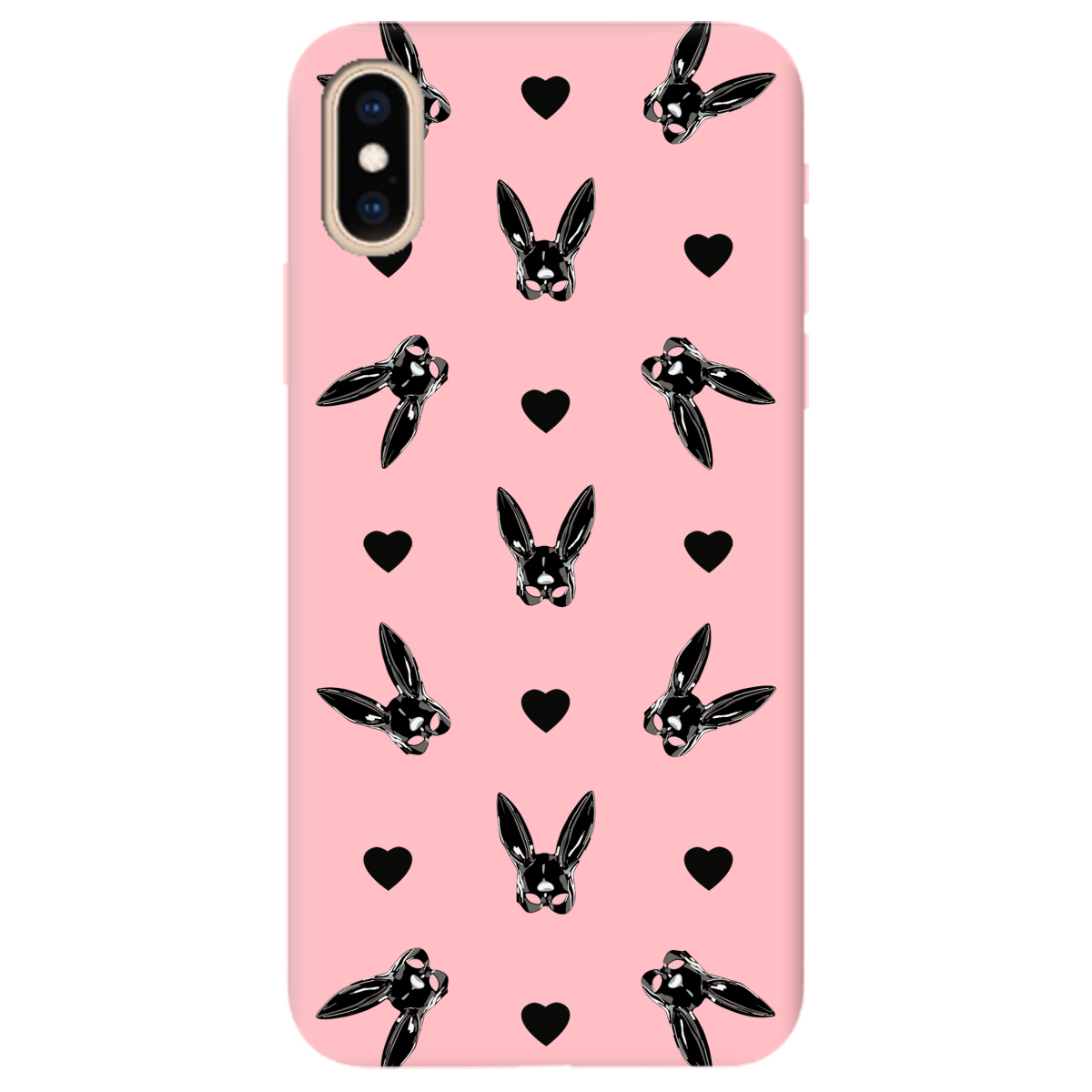 Чехол для Apple iPhone XS нежно-розовый матовый soft touch Playboy mask - фото 1