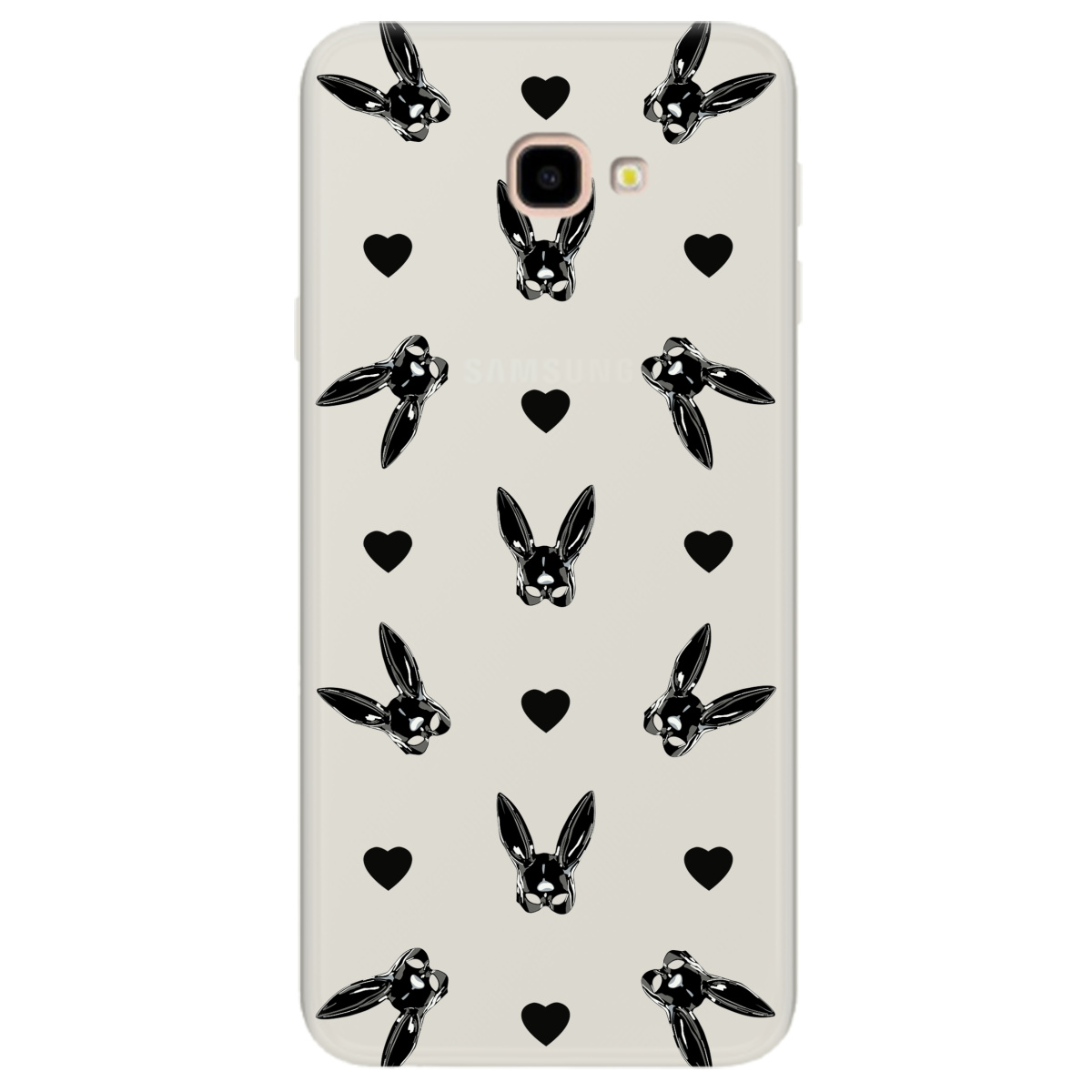 Чехол для Samsung Galaxy J4 Plus 2018 полупрозрачный матовый soft touch Playboy mask - фото 1