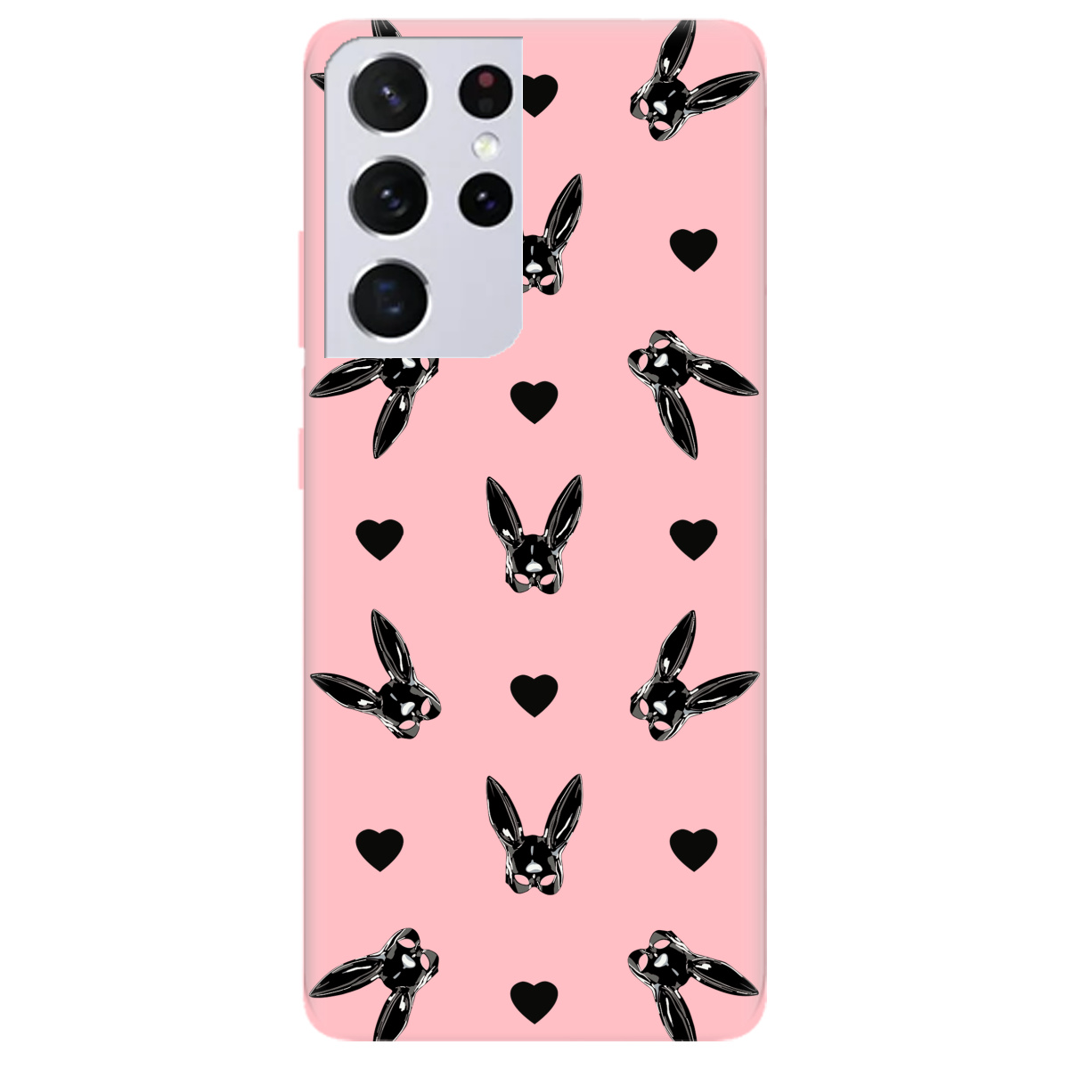 Чехол для Samsung Galaxy S21 Ultra нежно-розовый матовый soft touch Playboy mask - фото 1