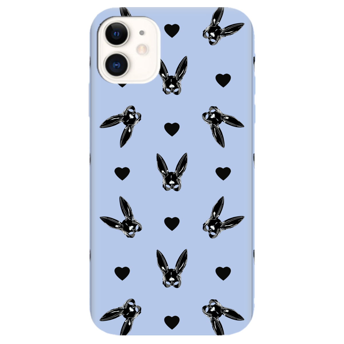 Чохол для Apple iPhone 11 ніжно-блакитний матовий soft touch Playboy mask - фото 1