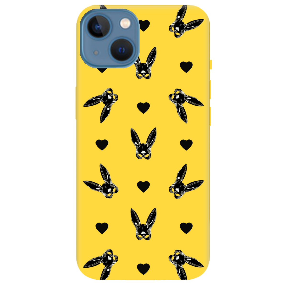 Чехол для Apple iPhone 13 желтый матовый soft touch Playboy mask - фото 1