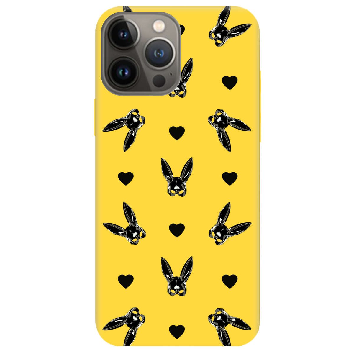 Чехол для Apple iPhone 13 Pro желтый матовый soft touch Playboy mask - фото 1