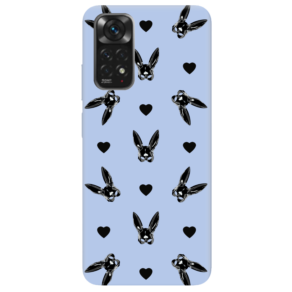 Чохол для Xiaomi Redmi Note 11s ніжно-блакитний матовий soft touch Playboy mask - фото 1