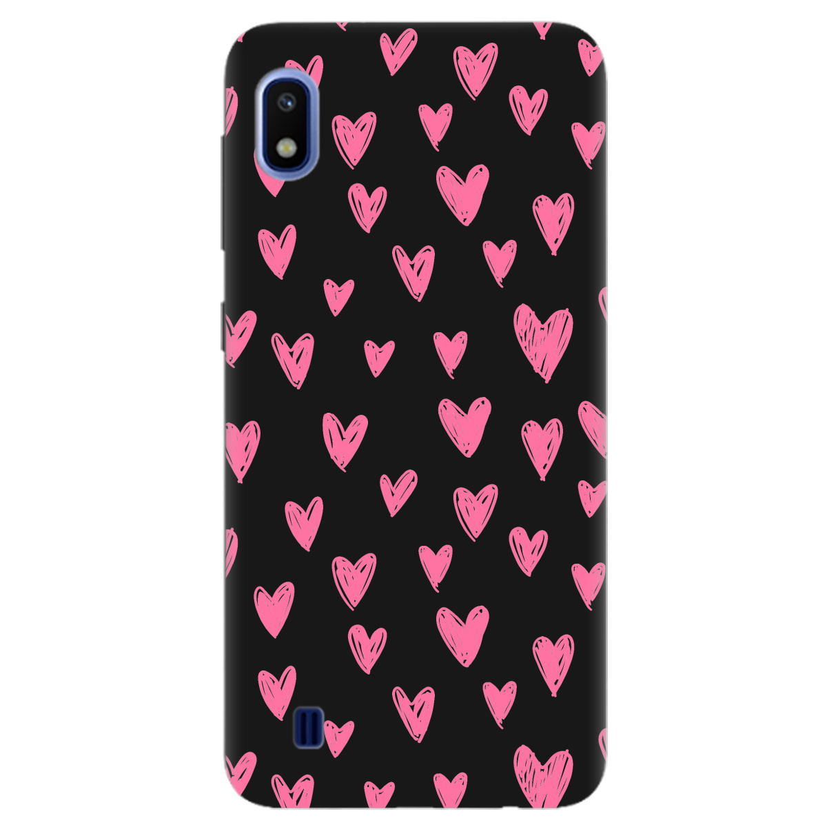 Чехол для Samsung Galaxy A10 черный матовый soft touch You are my Valentine - фото 1