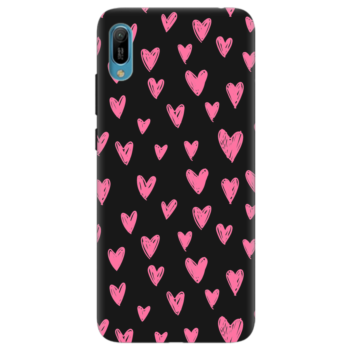 Чехол для Huawei Y6 2019 черный матовый soft touch You are my Valentine - фото 1
