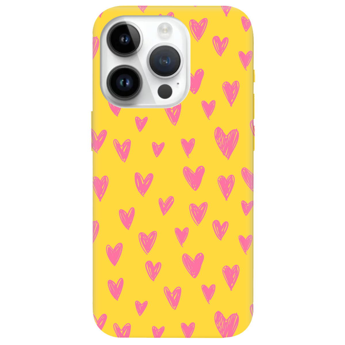 Чехол для Apple iPhone 14 Pro желтый матовый soft touch You are my Valentine - фото 1