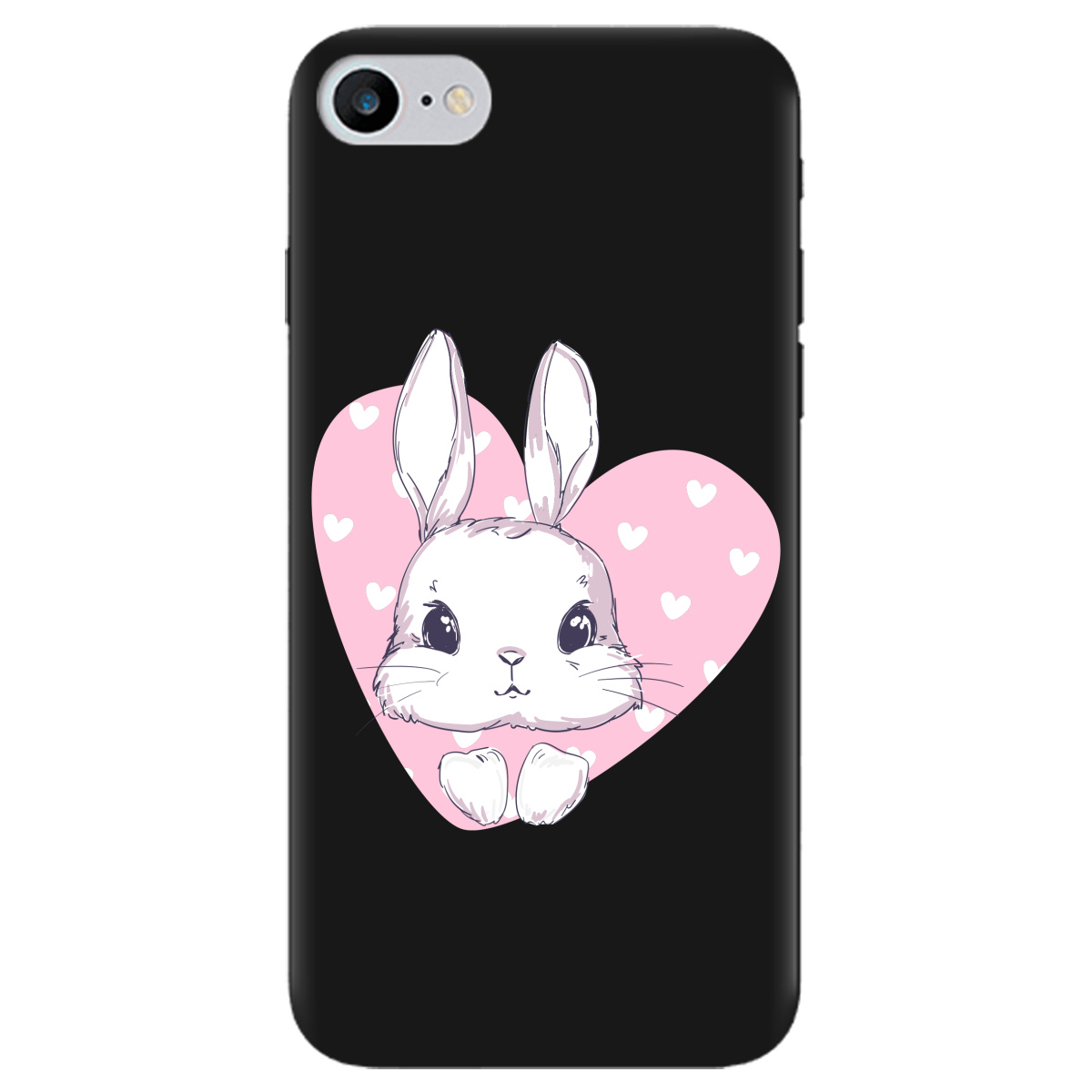 Чехол для Apple iPhone 7 черный матовый soft touch Cute bunny - фото 1