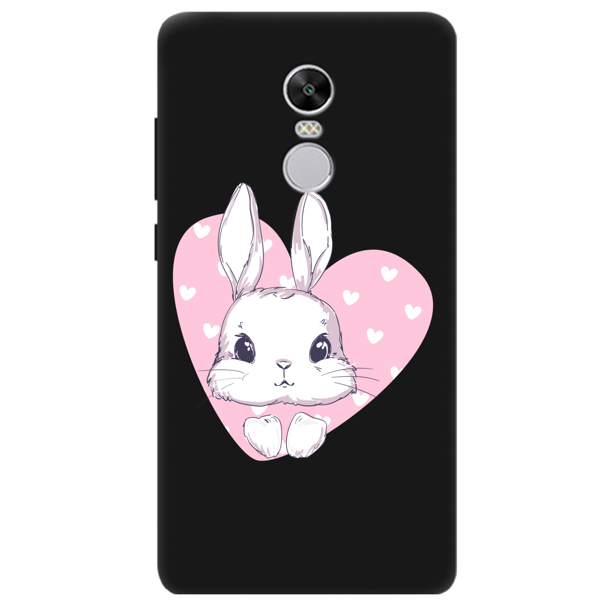 Чехол для Xiaomi Redmi Note 4X черный матовый soft touch Cute bunny - фото 1