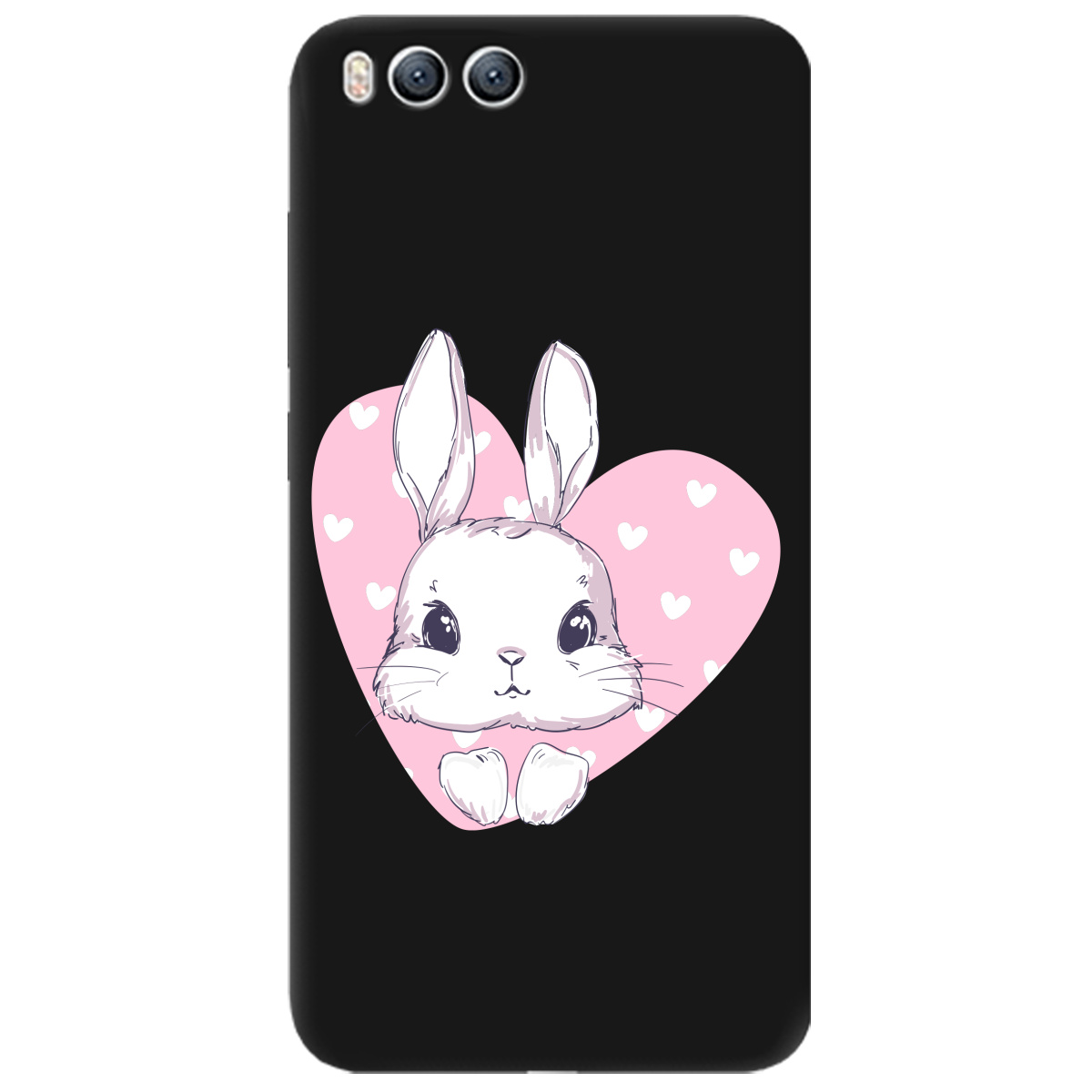 Чехол для Xiaomi Mi 6 черный матовый soft touch Cute bunny - фото 1