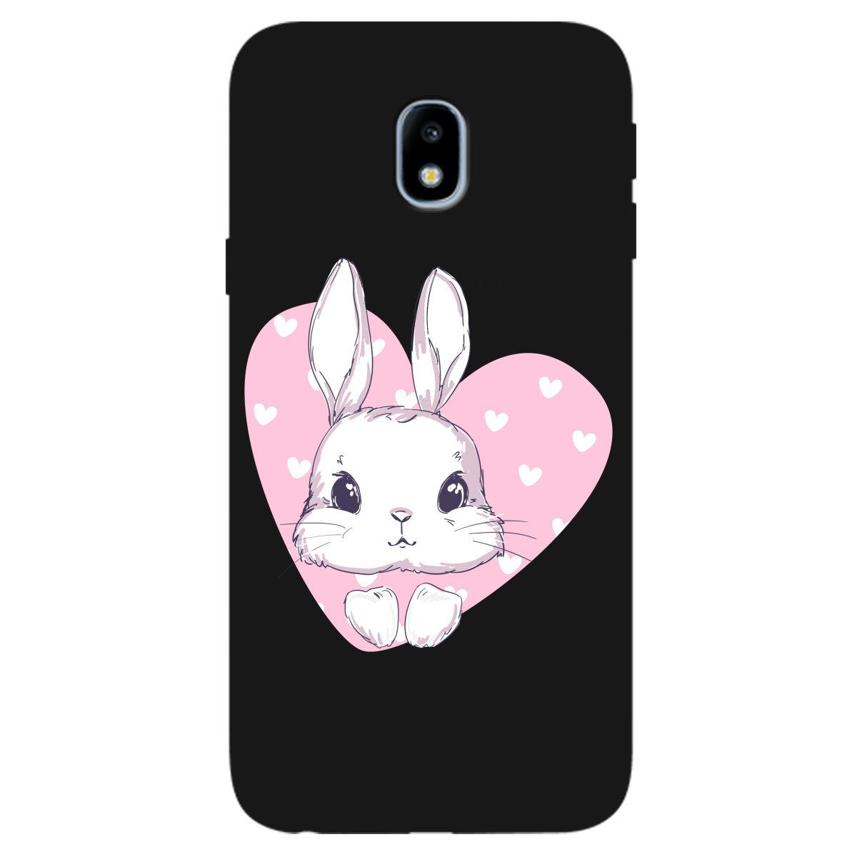 Чехол для Samsung Galaxy J3 2017 черный матовый soft touch Cute bunny - фото 1
