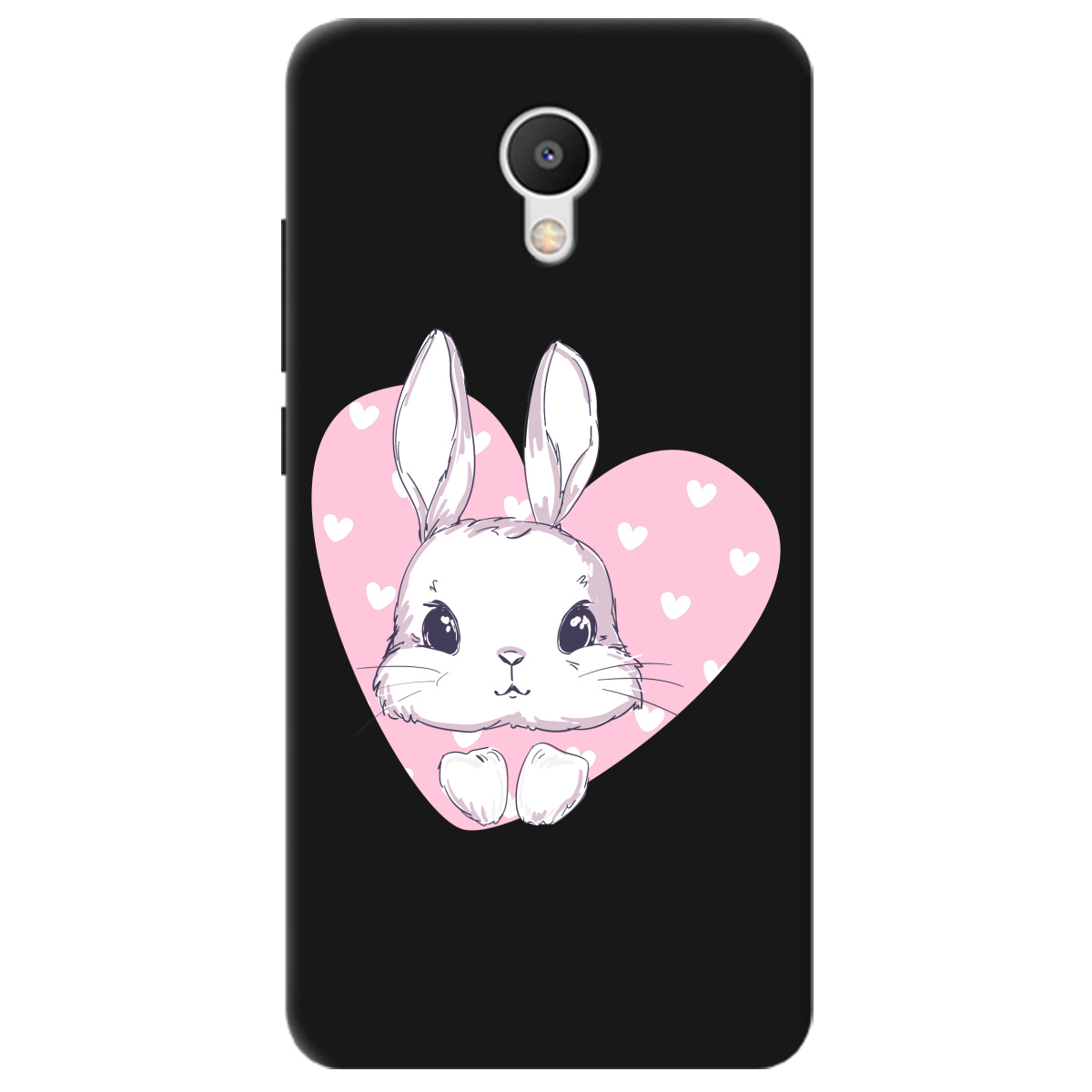 Чехол для Meizu M6 черный матовый soft touch Cute bunny - фото 1