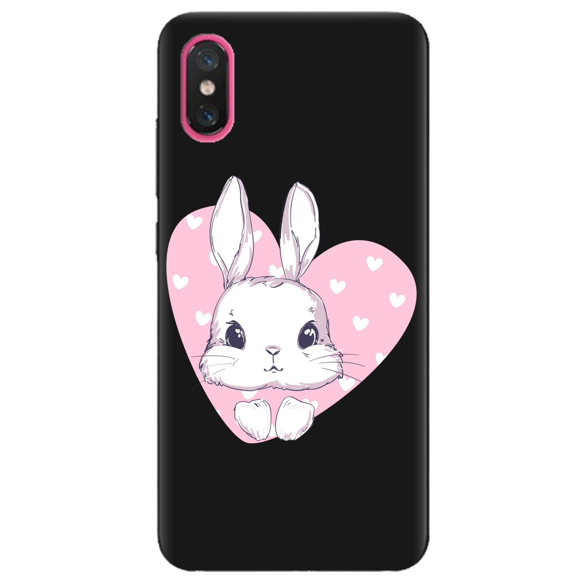 Чехол для Xiaomi Mi 8 Pro черный матовый soft touch Cute bunny - фото 1