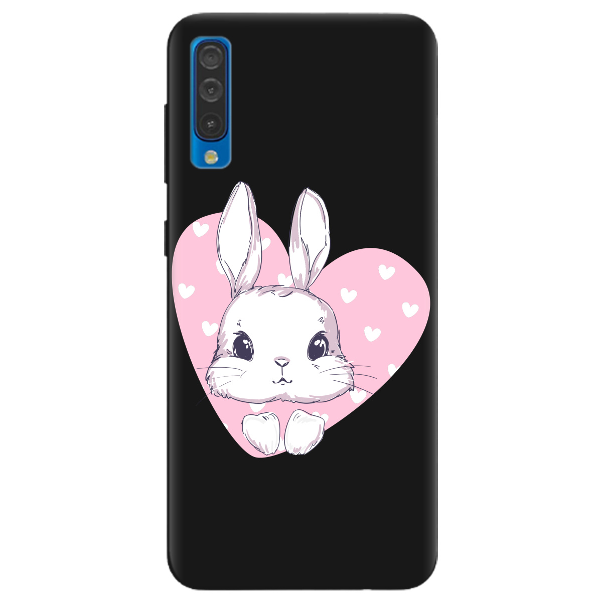 Чехол для Samsung Galaxy A30s черный матовый soft touch Cute bunny - фото 1