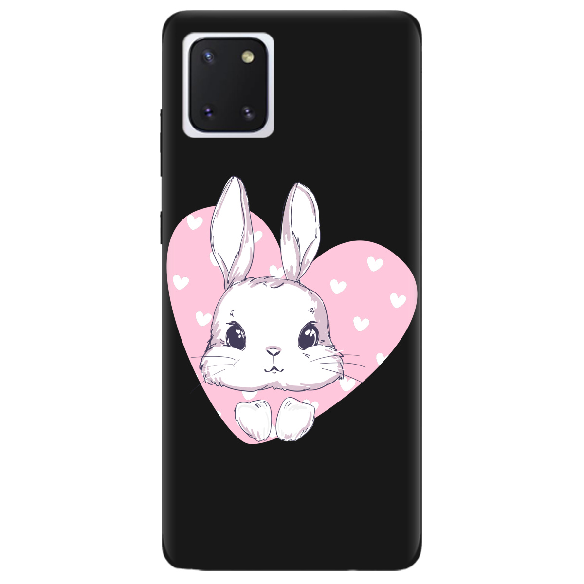 Чехол для Samsung Galaxy Note 10 Lite черный матовый soft touch Cute bunny - фото 1