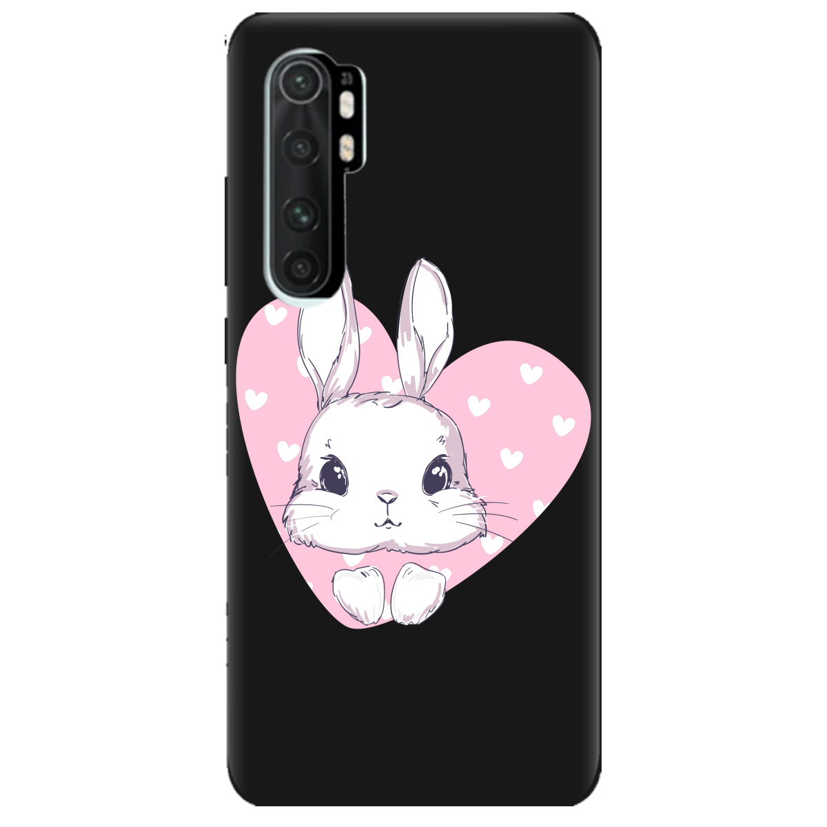 Чехол для Xiaomi Mi Note 10 Lite черный матовый soft touch Cute bunny - фото 1